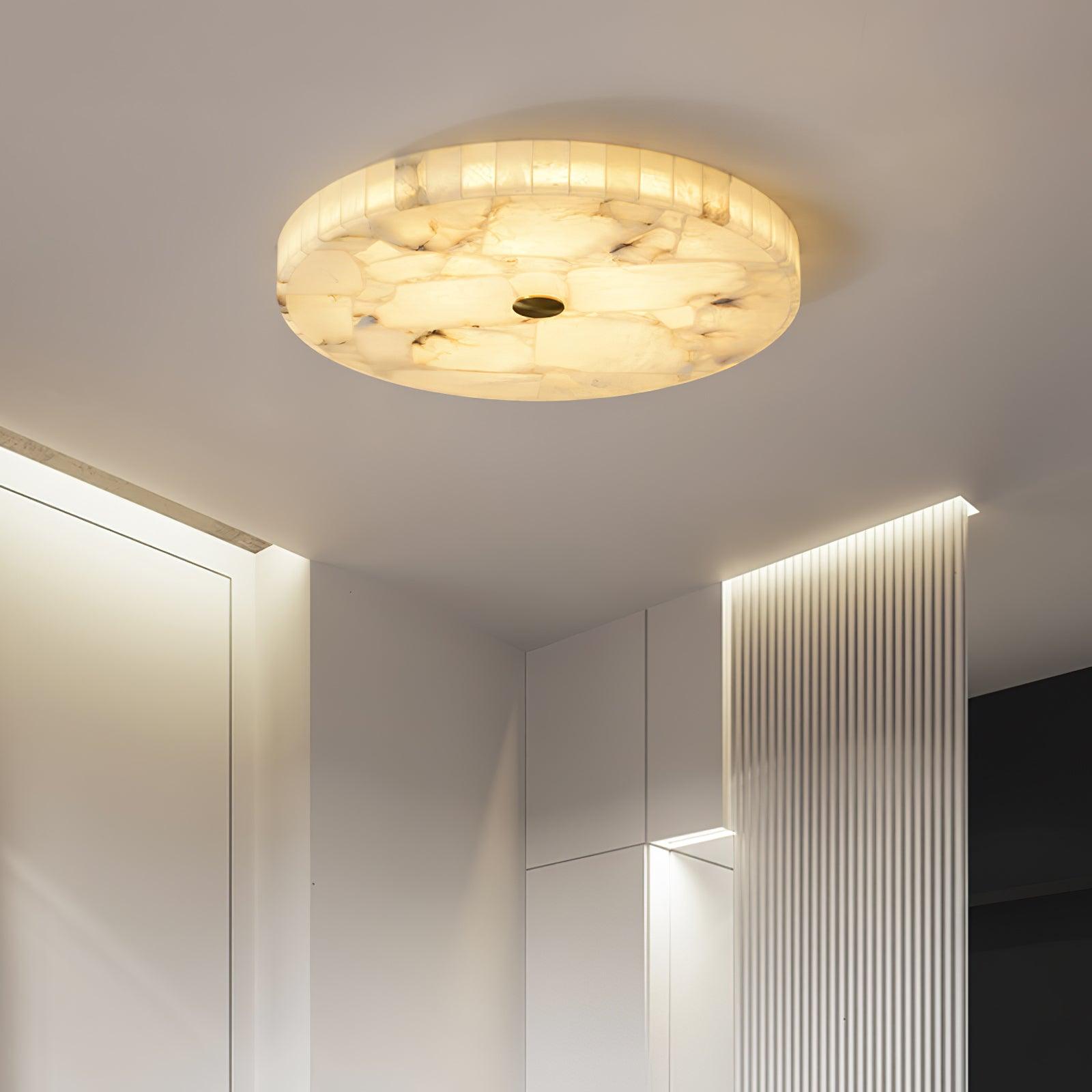 Ciphayra Minimalist Alabaster Round Flushmount - Blowlighting