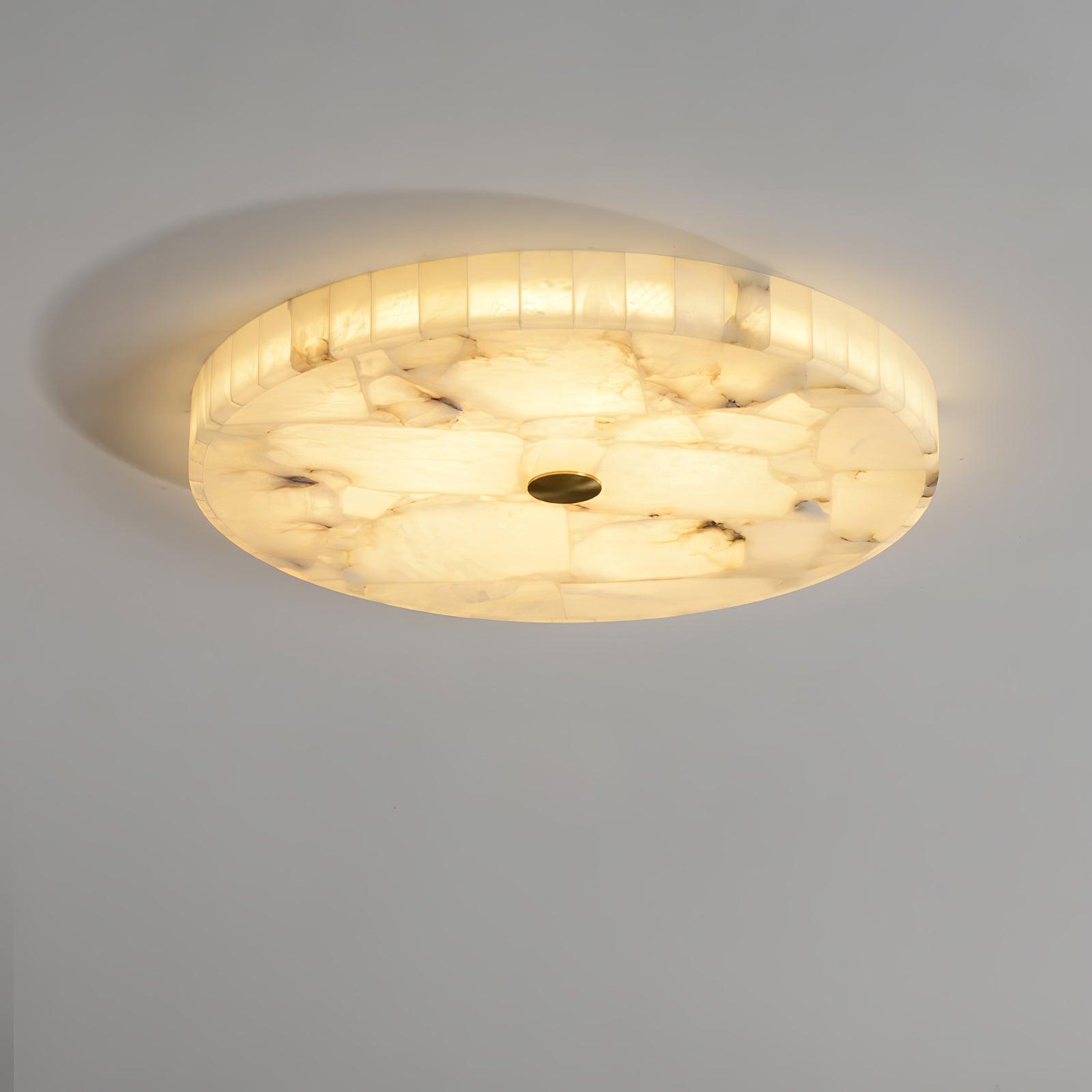 Ciphayra Minimalist Alabaster Round Flushmount - Blowlighting