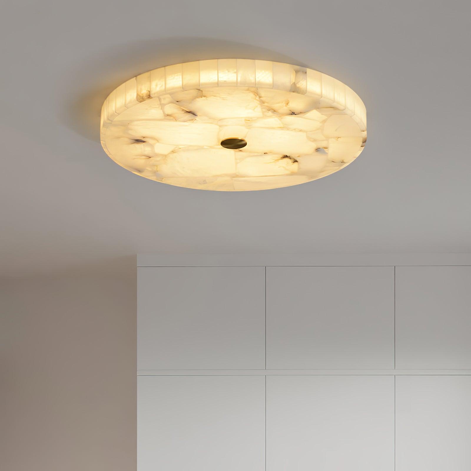 Ciphayra Minimalist Alabaster Round Flushmount - Blowlighting