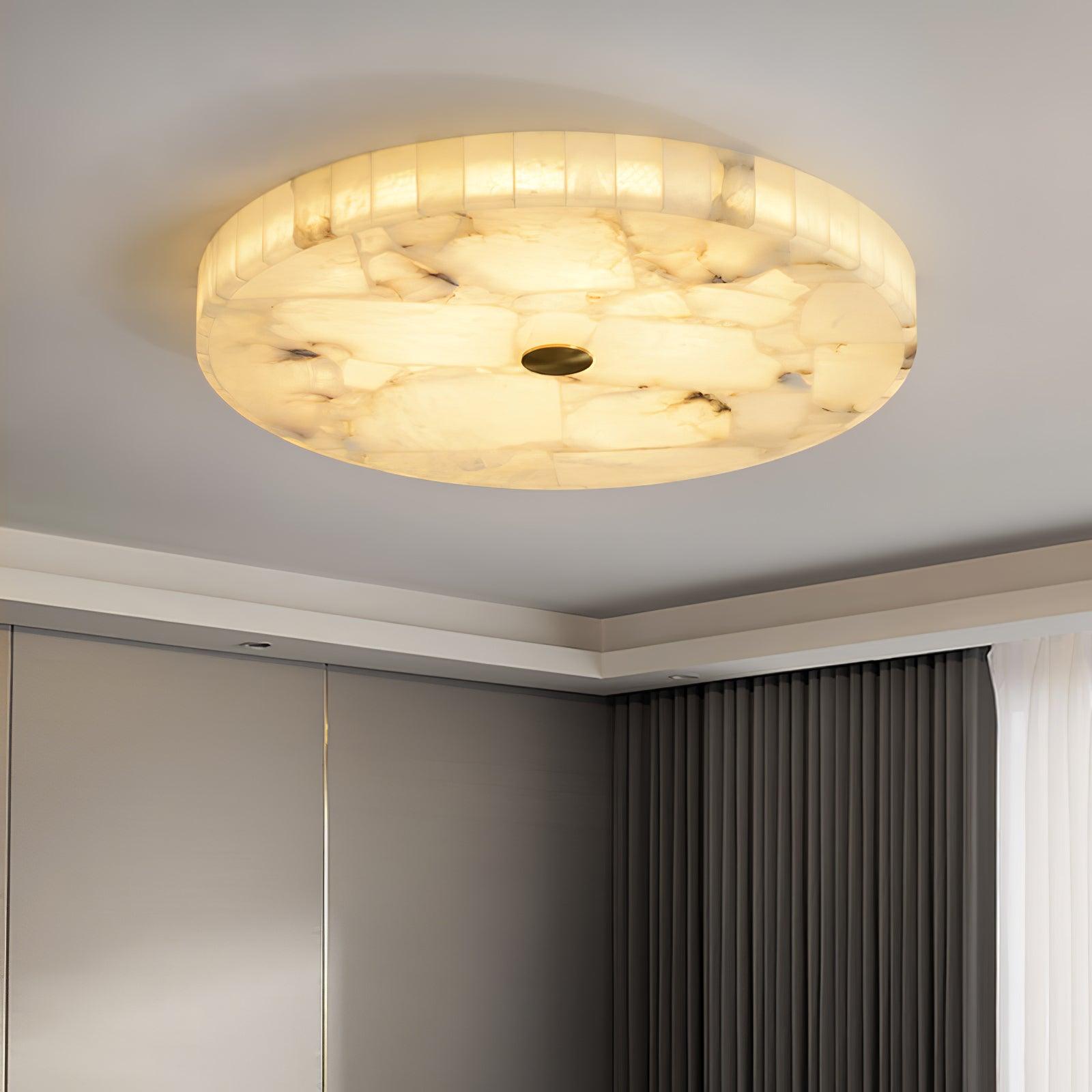 Ciphayra Minimalist Alabaster Round Flushmount - Blowlighting