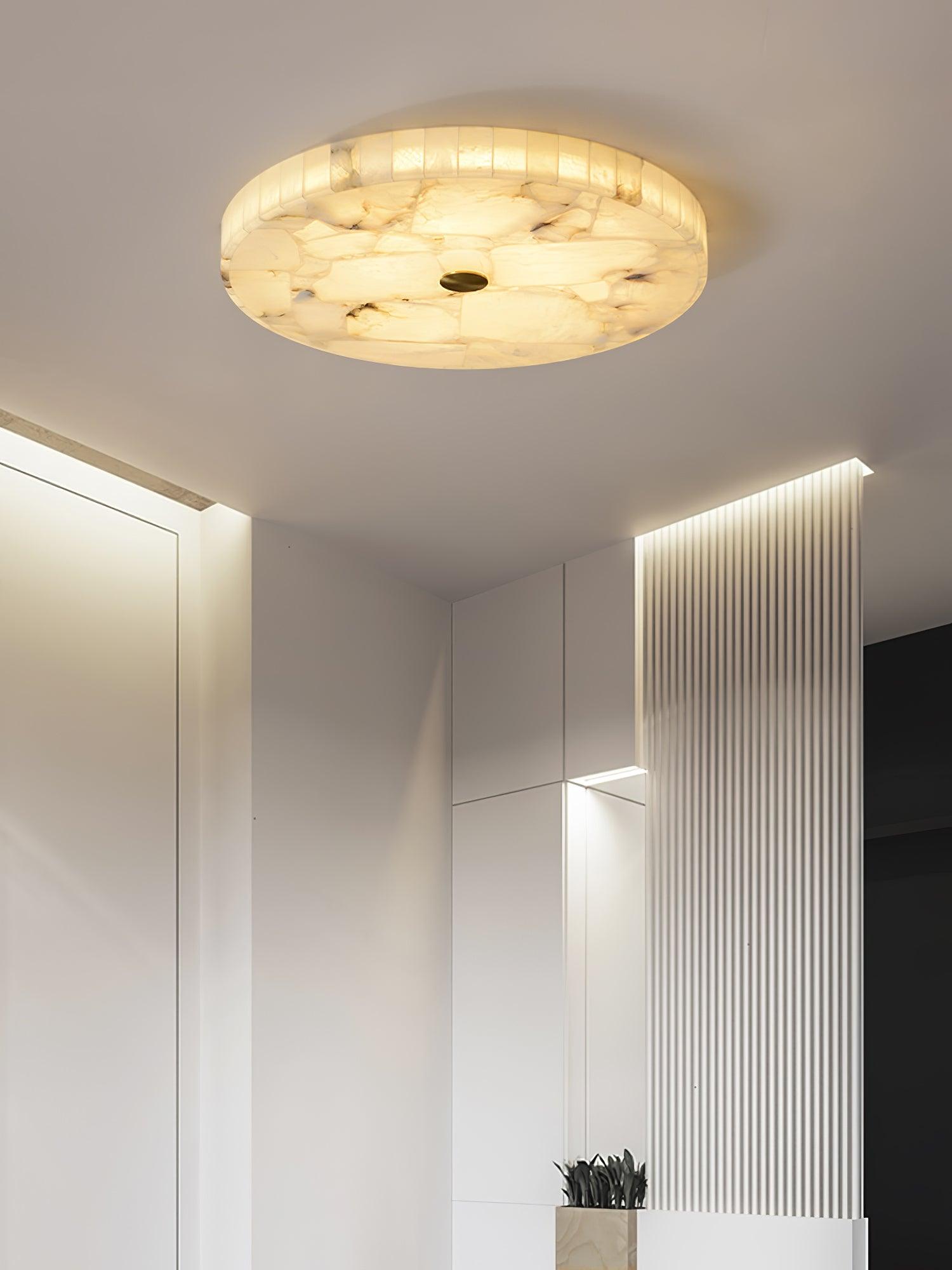 Ciphayra Minimalist Alabaster Round Flushmount - Blowlighting