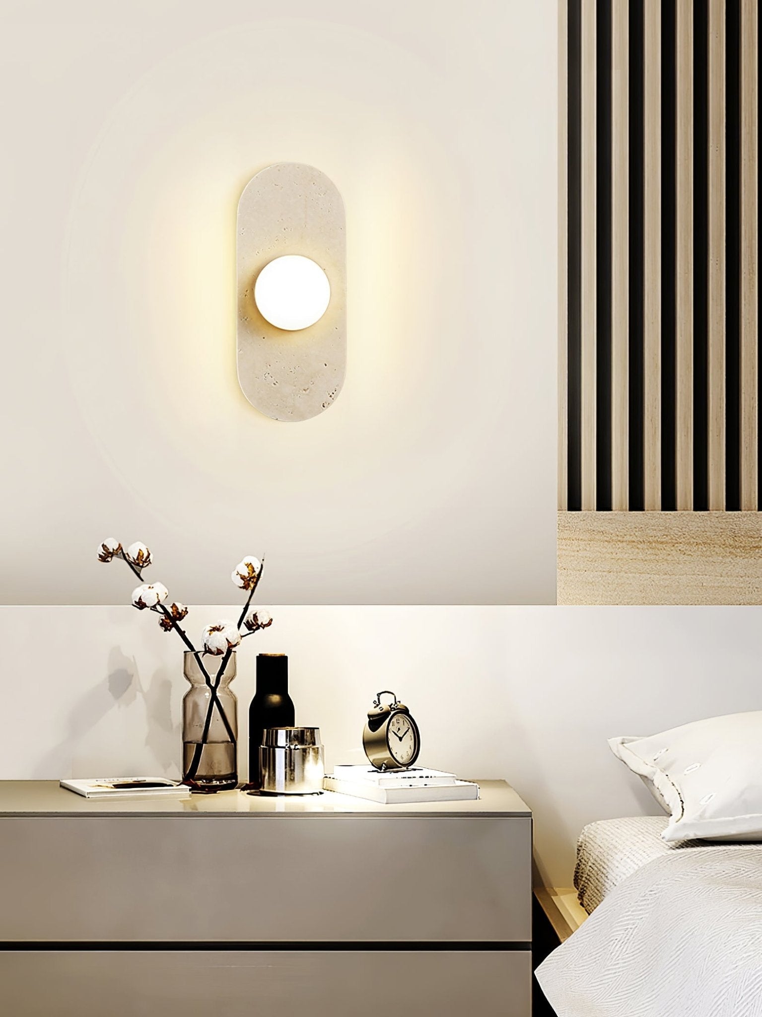 Zasoliel Minimalist Travertine Wall Light - Blowlighting