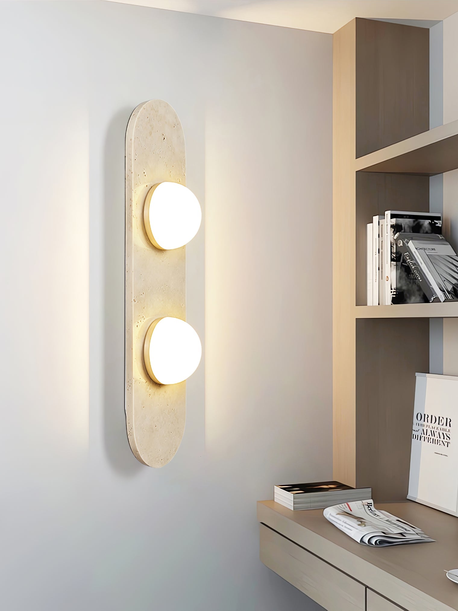 Zasoliel Minimalist Travertine Wall Light - Blowlighting