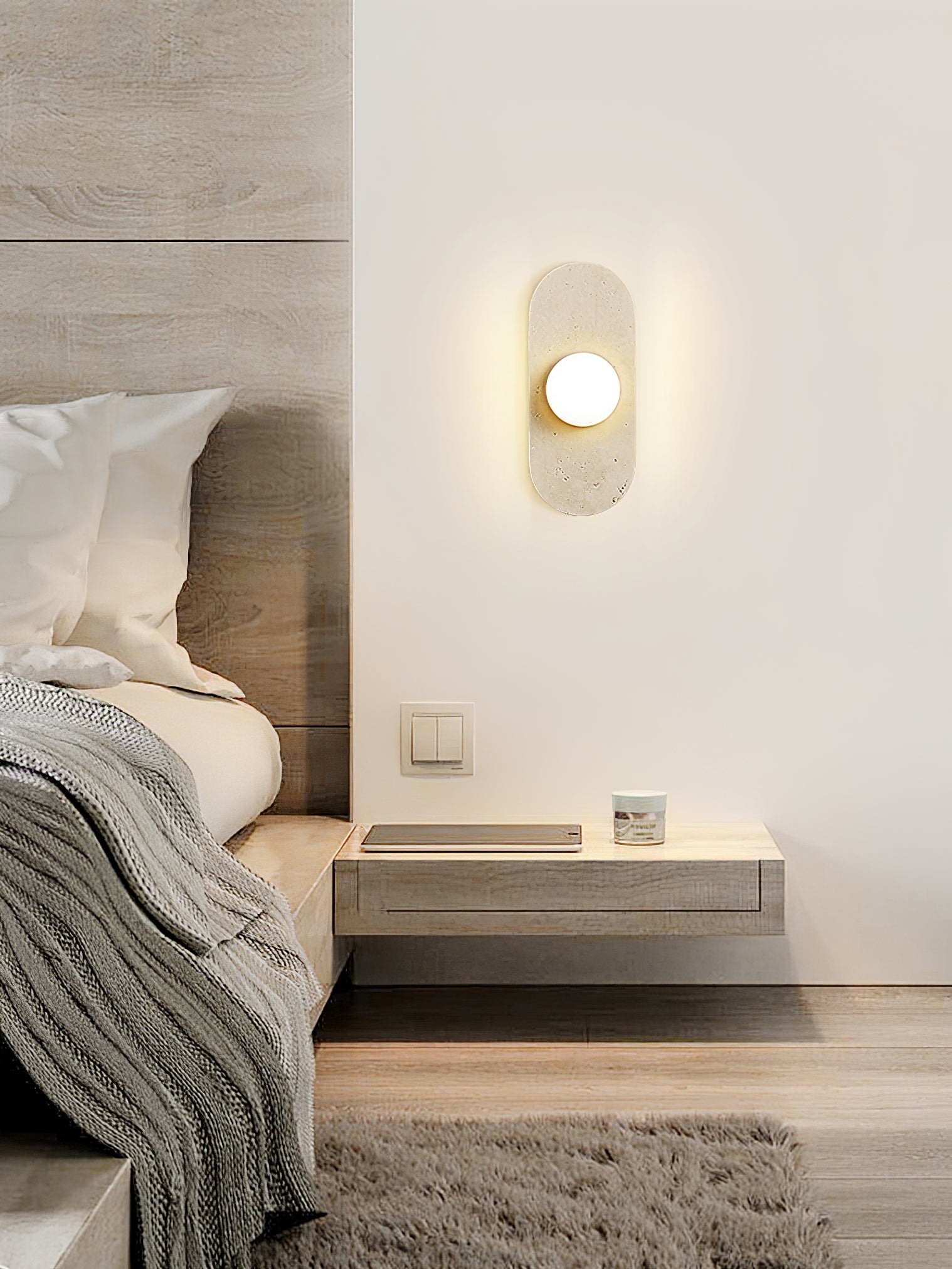 Zasoliel Minimalist Travertine Wall Light - Blowlighting