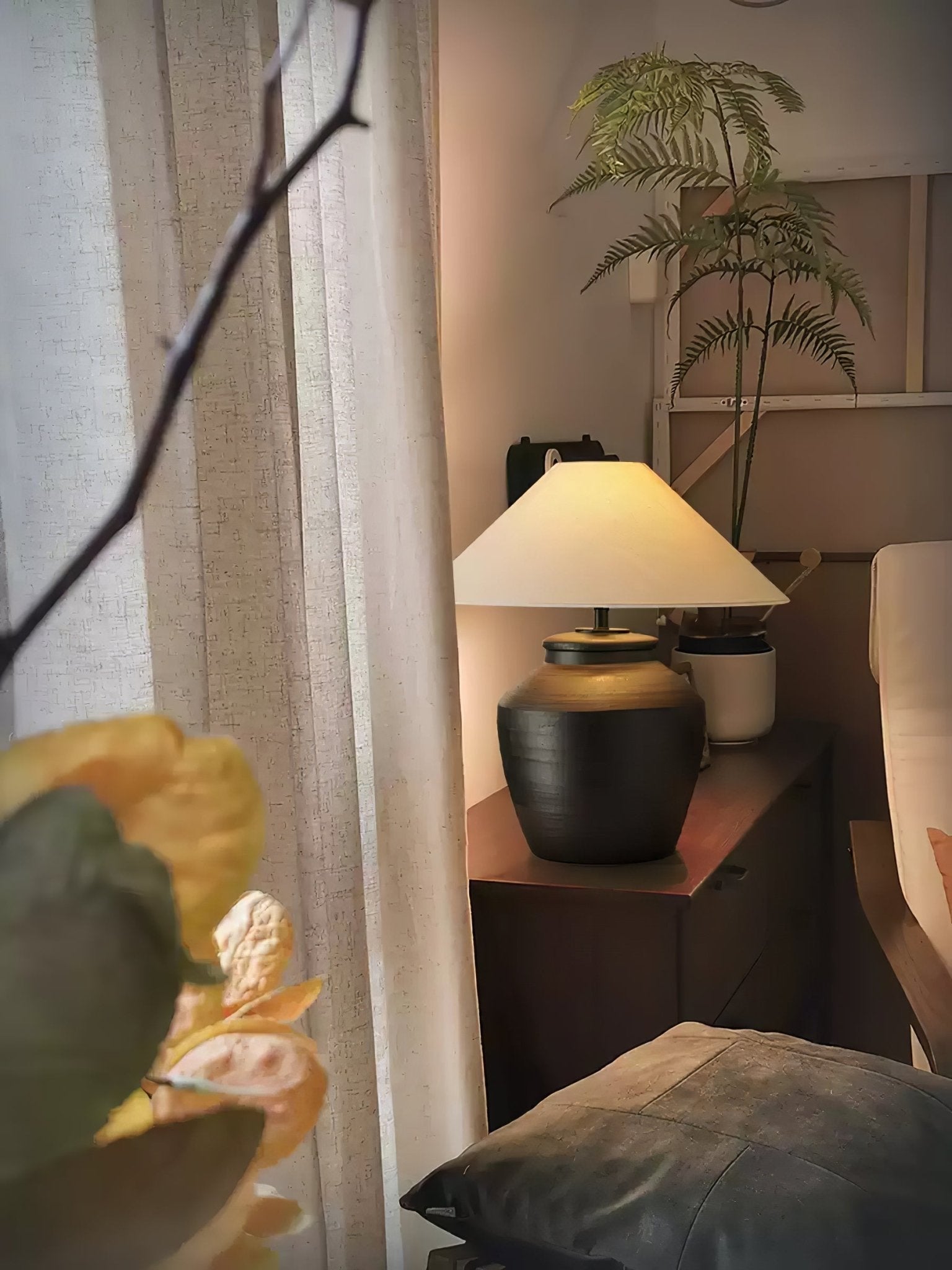 Rustic Black Ceramic Table Lamp - Blowlighting