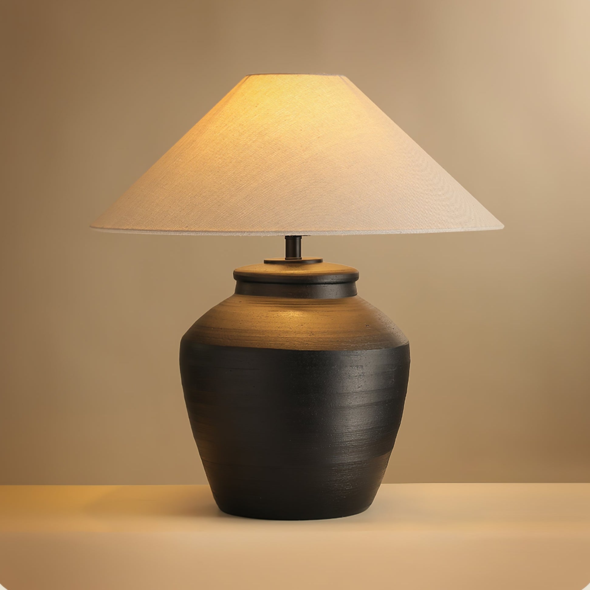 Rustic Black Ceramic Table Lamp - Blowlighting