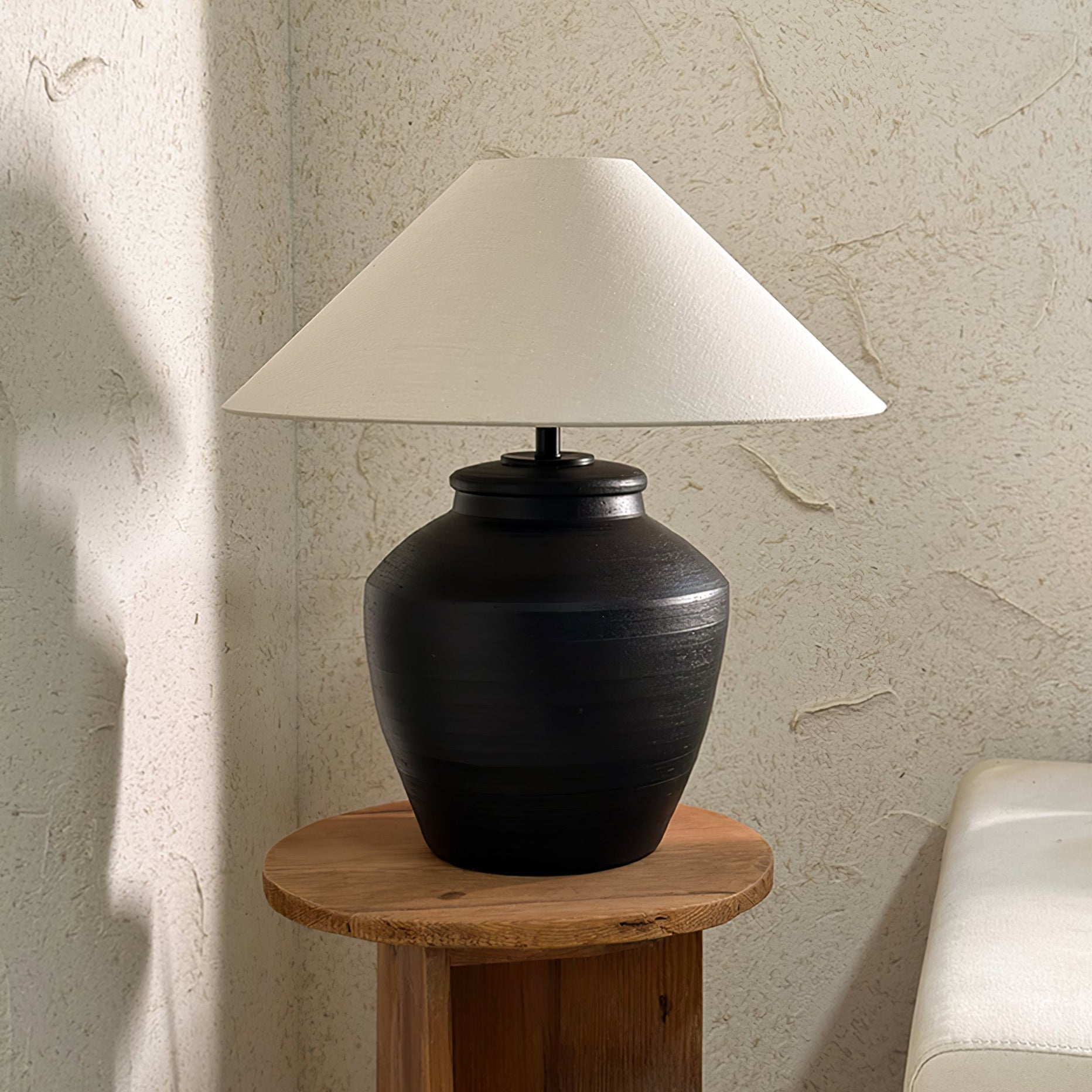 Rustic Black Ceramic Table Lamp - Blowlighting
