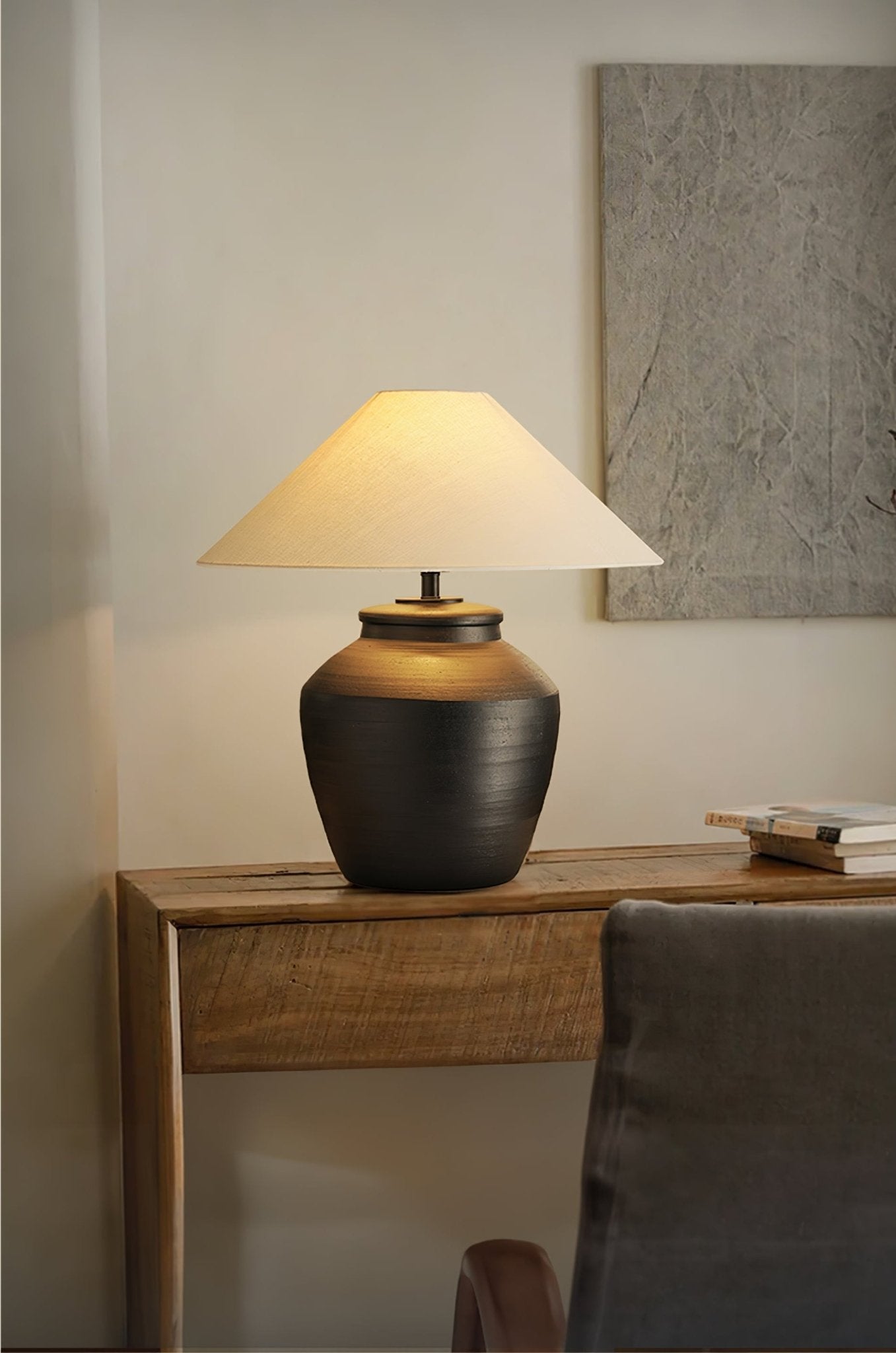 Rustic Black Ceramic Table Lamp - Blowlighting