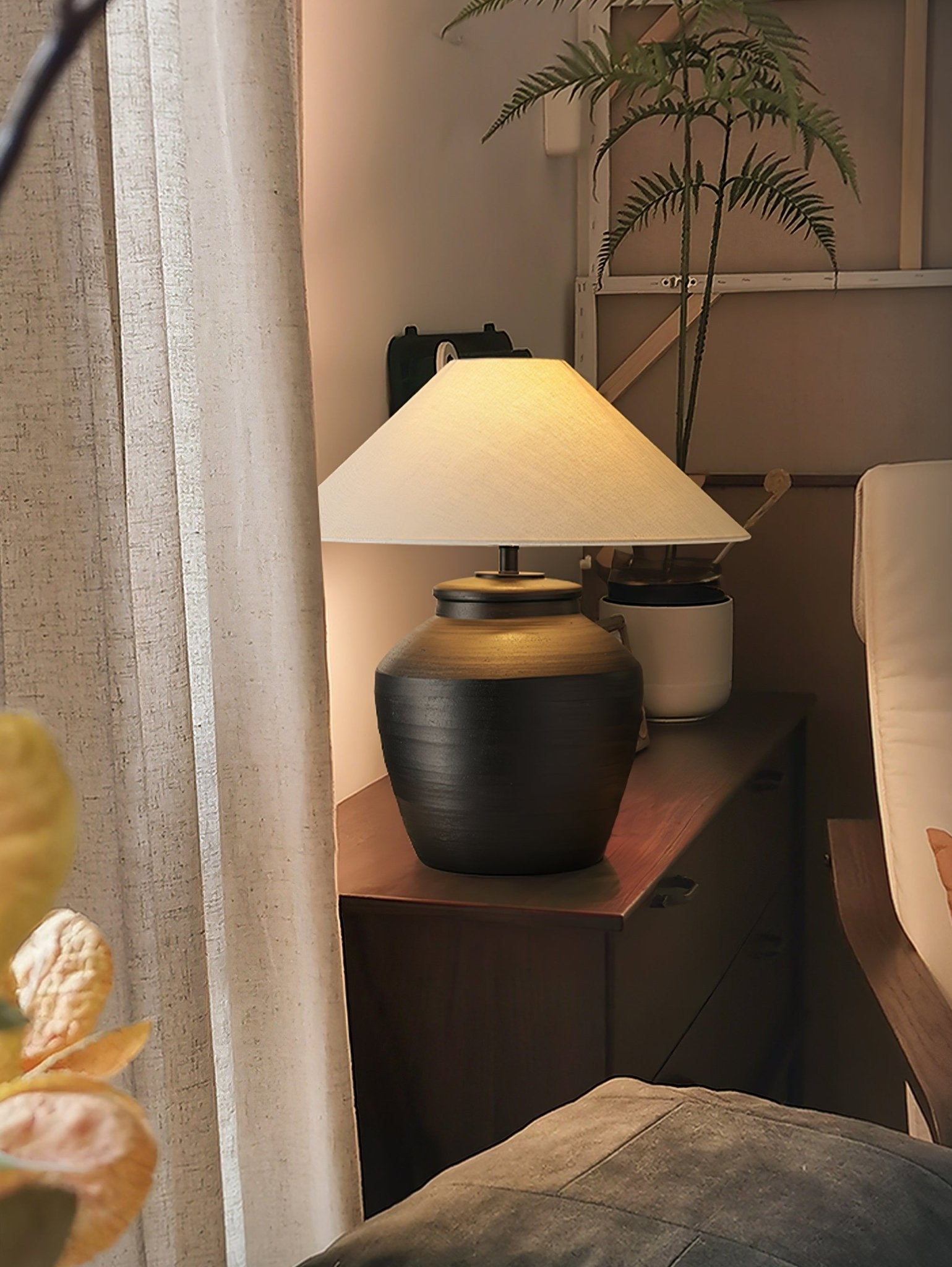 Rustic Black Ceramic Table Lamp - Blowlighting