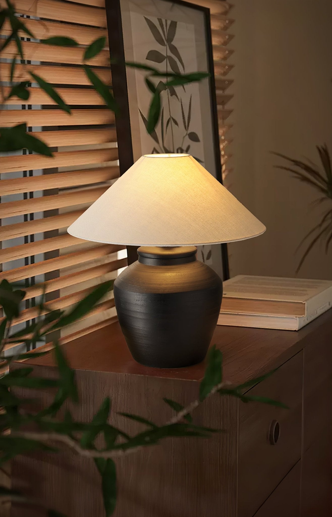 Rustic Black Ceramic Table Lamp - Blowlighting