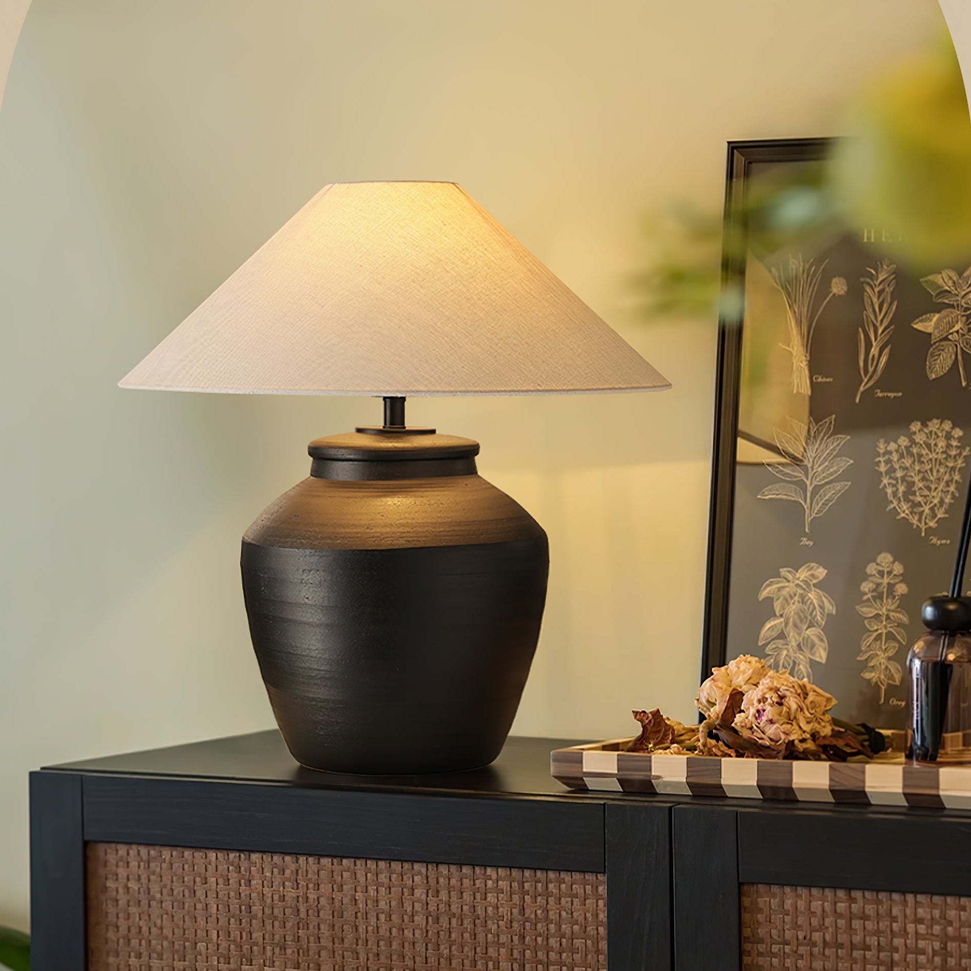 Rustic Black Ceramic Table Lamp - Blowlighting