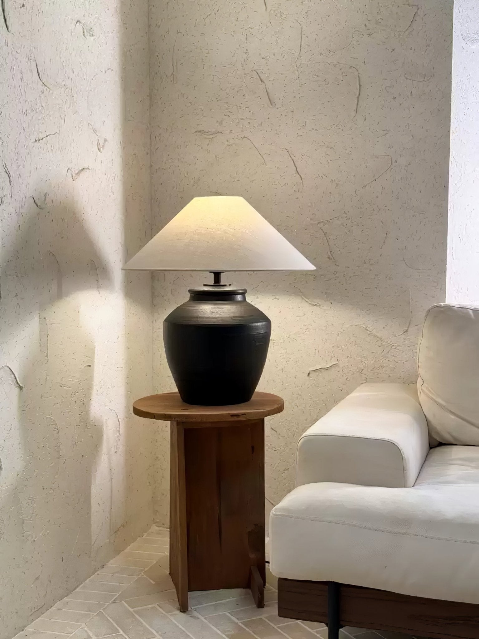 Rustic Black Ceramic Table Lamp - Blowlighting