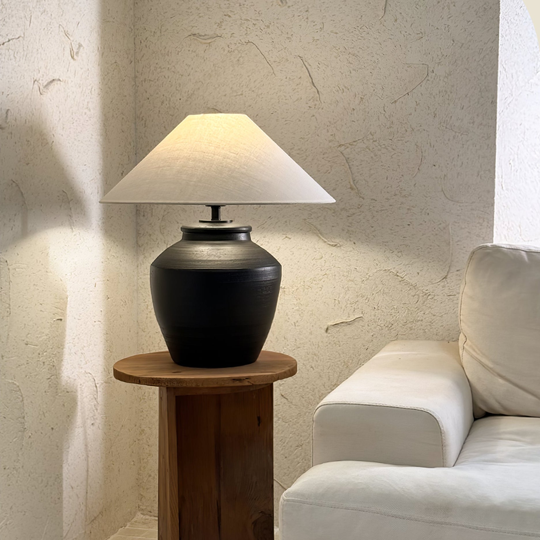 Rustic Black Ceramic Table Lamp - Blowlighting