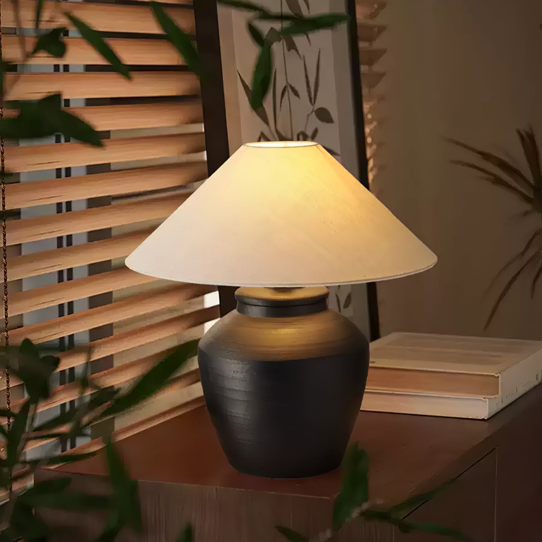 Rustic Black Ceramic Table Lamp - Blowlighting