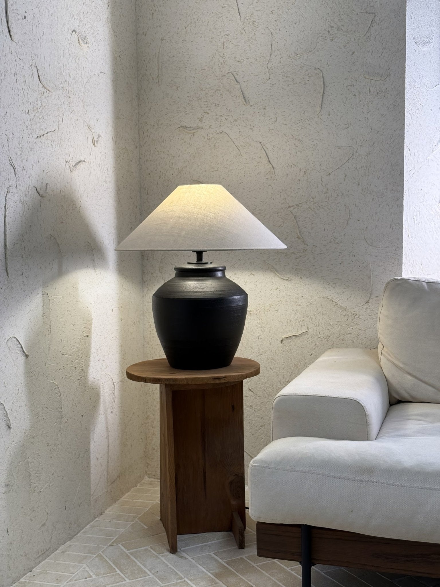 Rustic Black Ceramic Table Lamp - Blowlighting