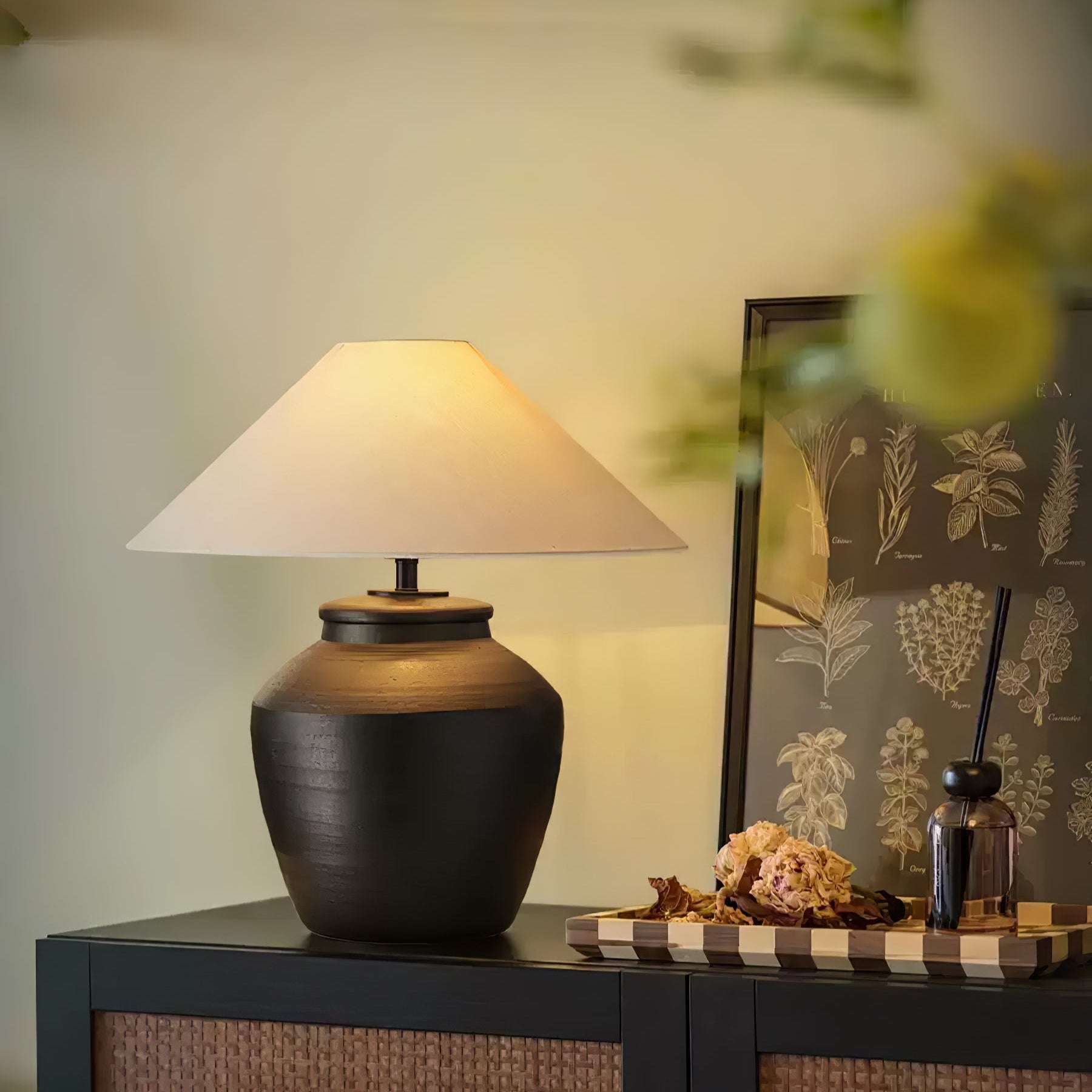 Rustic Black Ceramic Table Lamp - Blowlighting