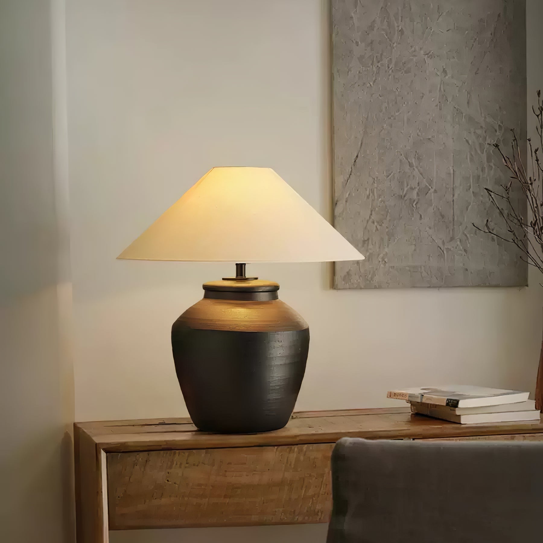 Rustic Black Ceramic Table Lamp - Blowlighting