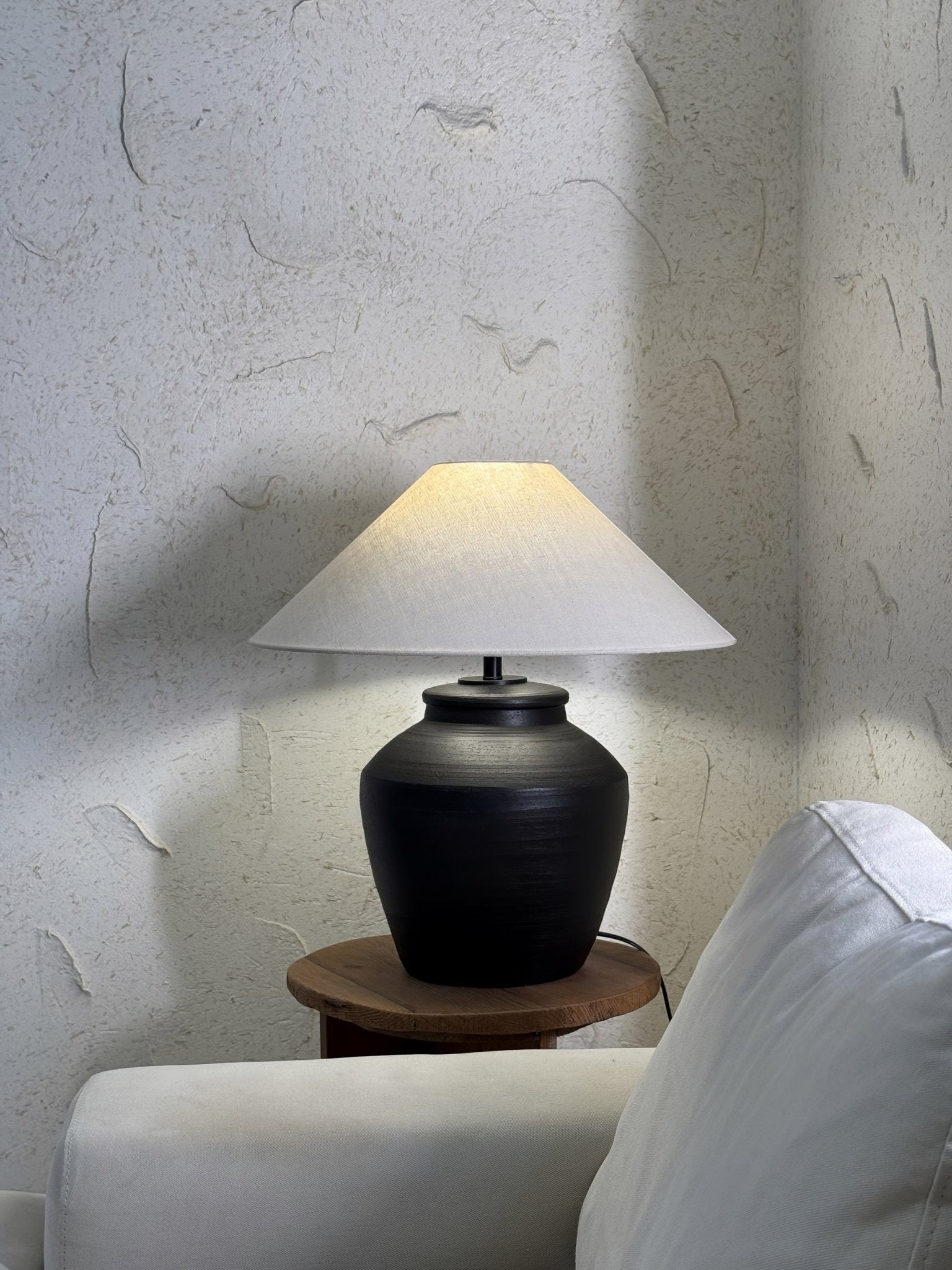 Rustic Black Ceramic Table Lamp - Blowlighting