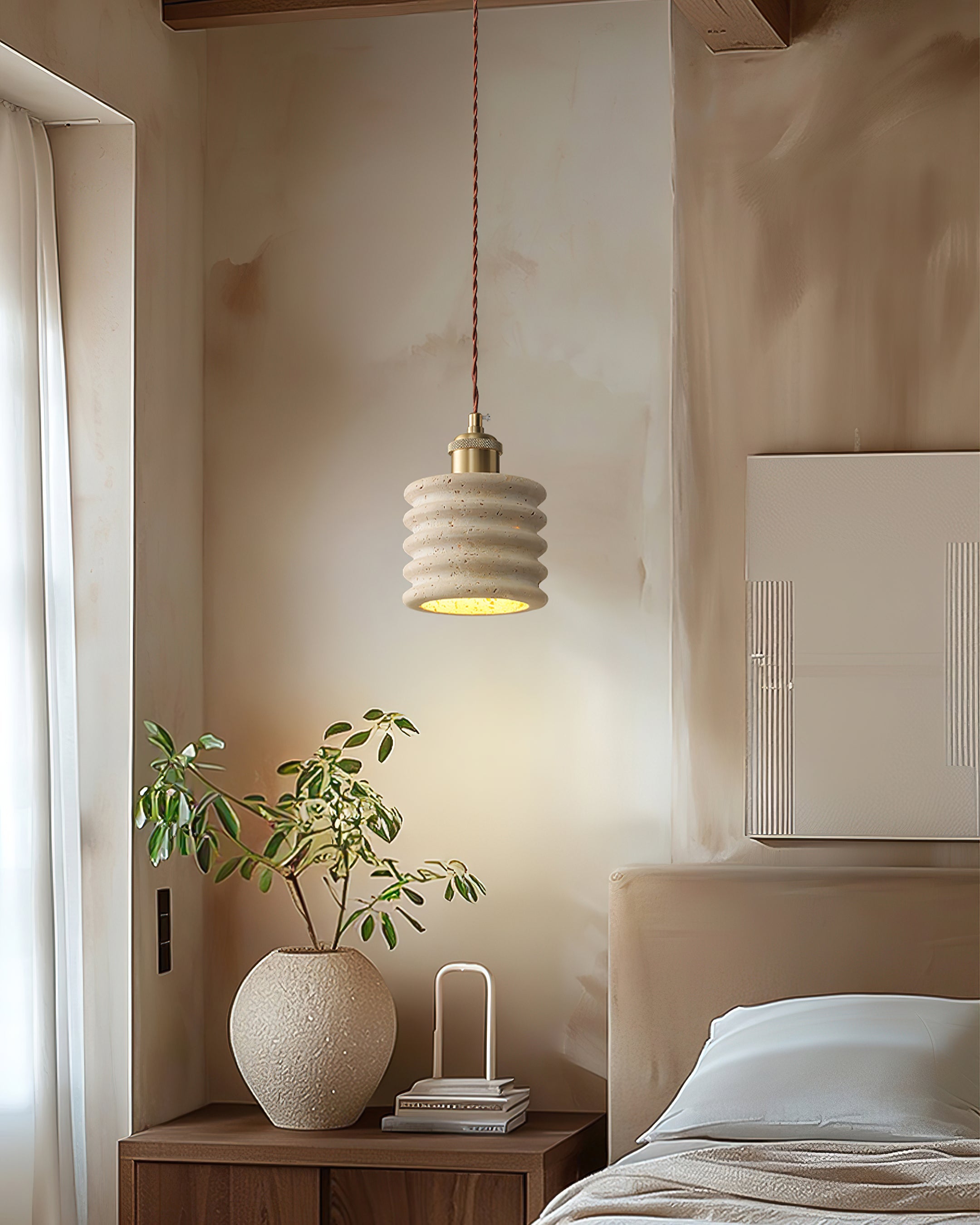 Sable Scandinavian Travertine Loop Pendant Light