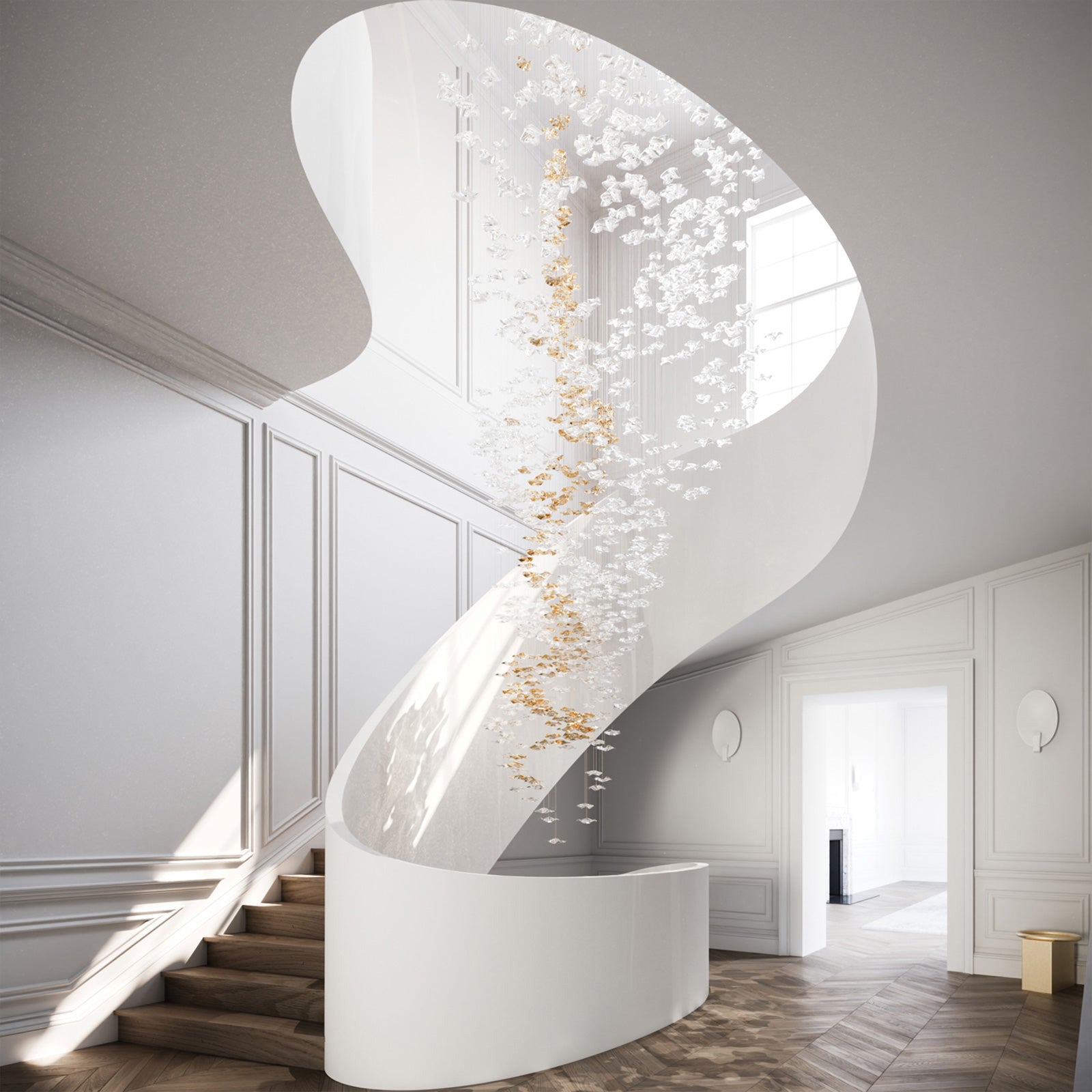 Nephele Crystal Leaf Chandelier - Blowlighting