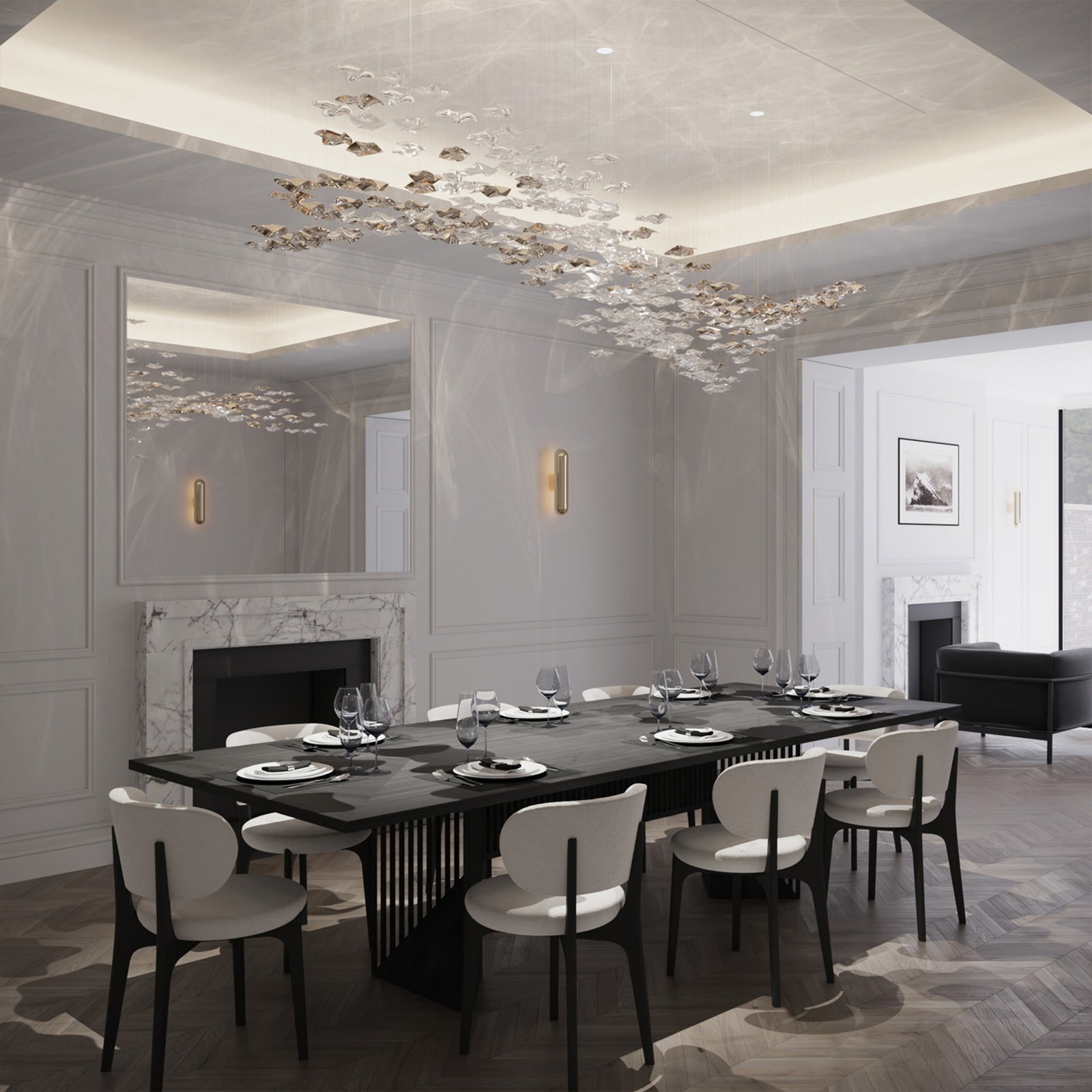 Nephele Crystal Leaf Chandelier - Blowlighting