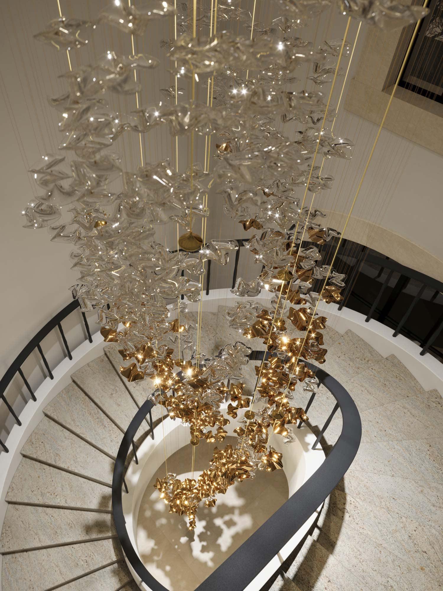 Nephele Crystal Leaf Chandelier - Blowlighting