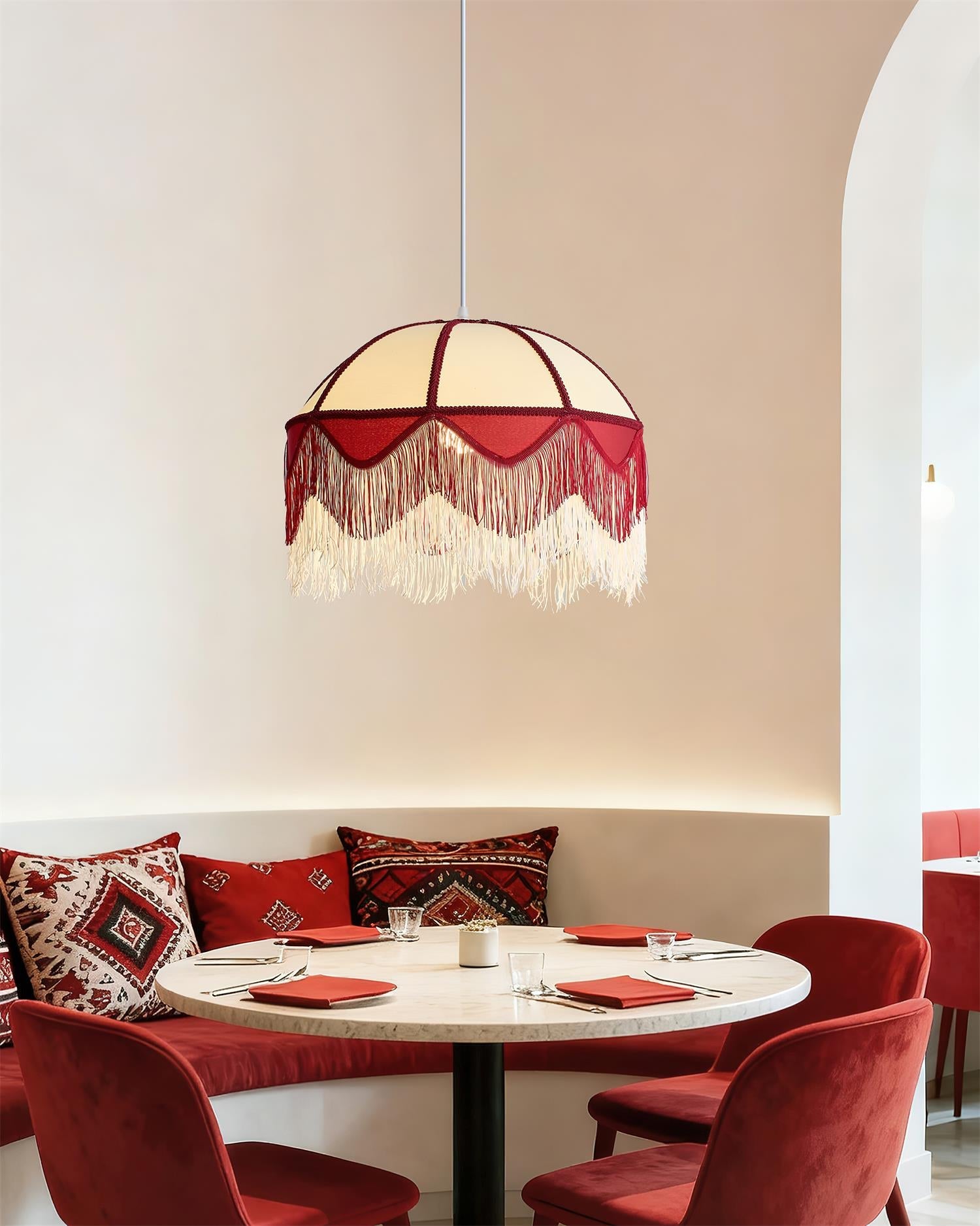 Egni Scarlet Fringe Fabric Pendant Lamp