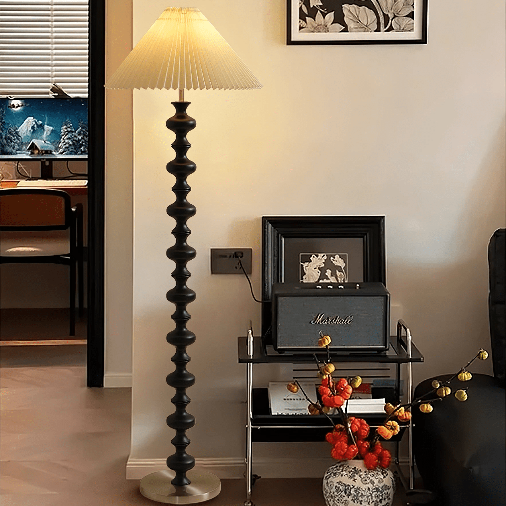 Sculpted Rhythm Wood Floor Lamp - Blowlighting
