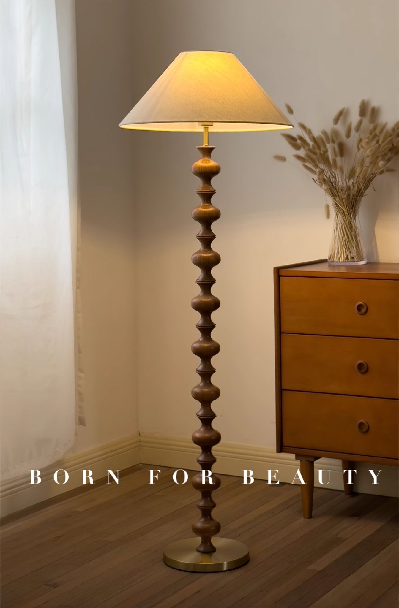 Sculpted Rhythm Wood Floor Lamp - Blowlighting