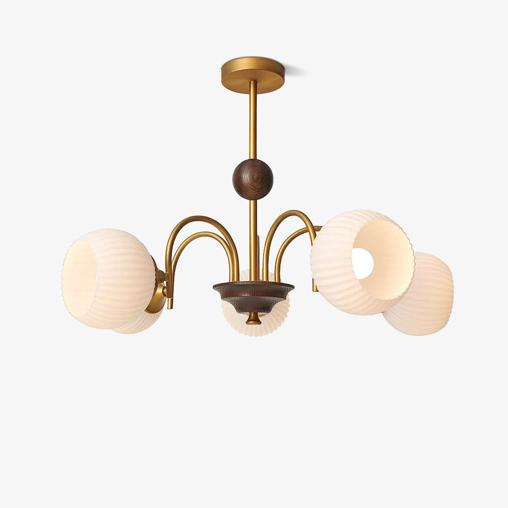 Sculptural Glass Ribbed Chandelier - Blowlighting