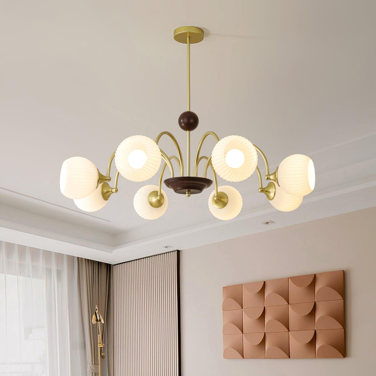 Sculptural Glass Ribbed Chandelier - Blowlighting