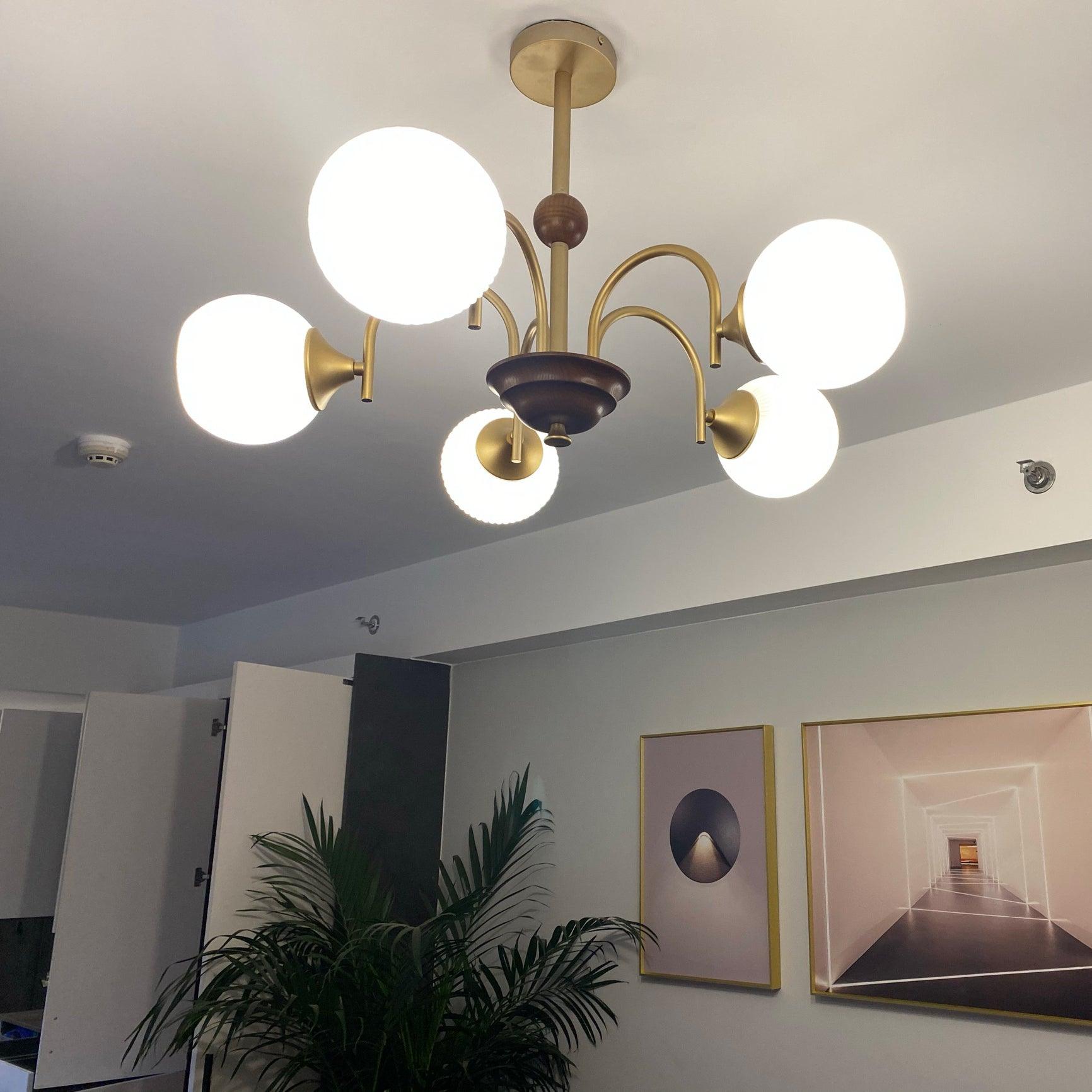 Sculptural Glass Ribbed Chandelier - Blowlighting