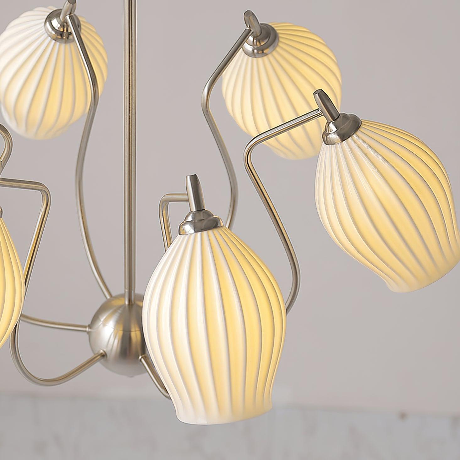 Ceramic Ribbed Chandelier - Blowlighting