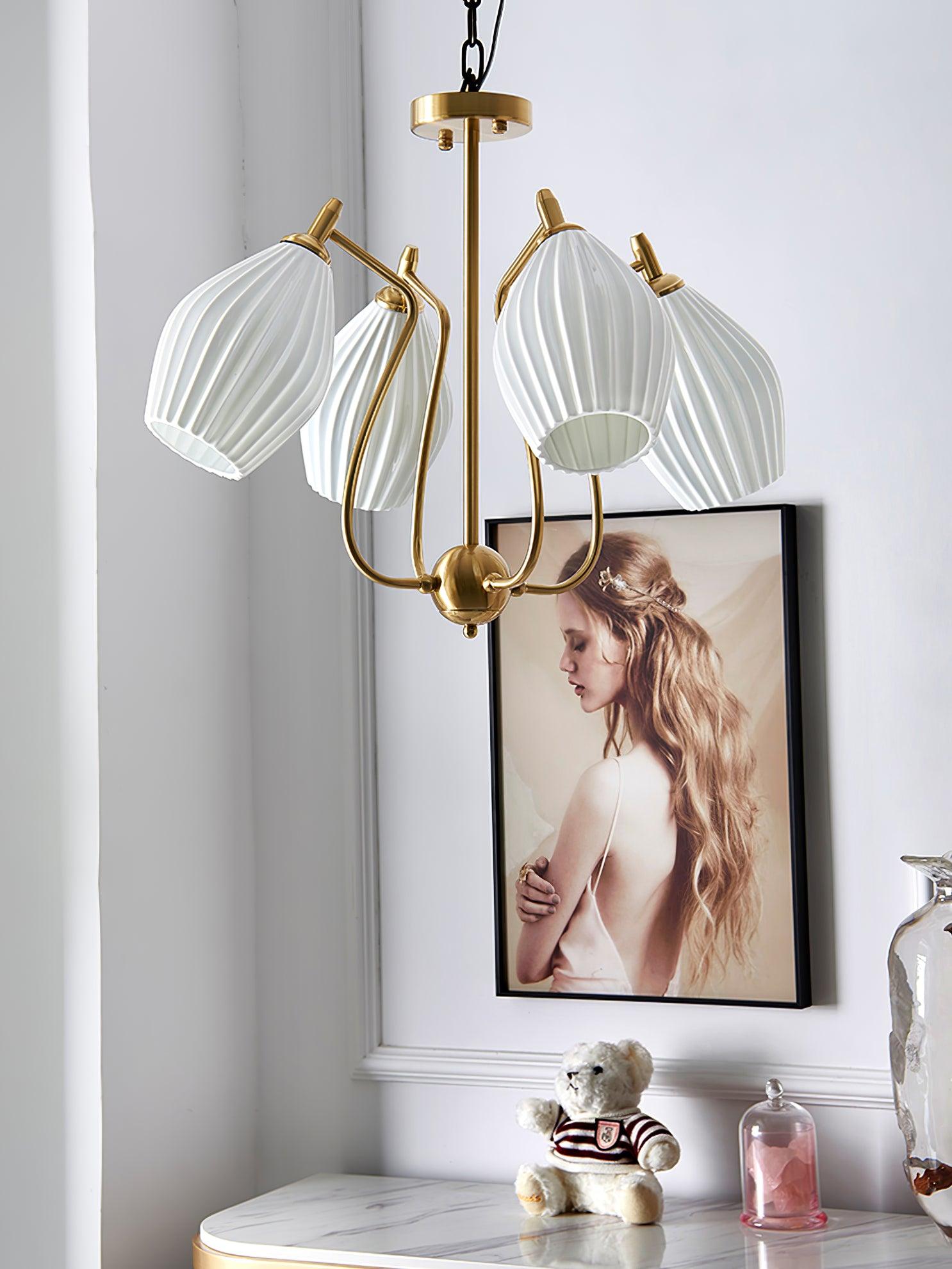 Ceramic Ribbed Chandelier - Blowlighting
