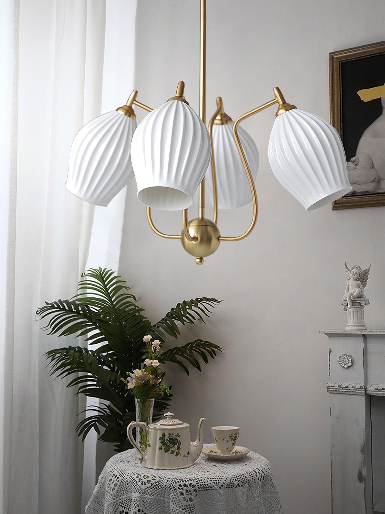 Ceramic Ribbed Chandelier - Blowlighting
