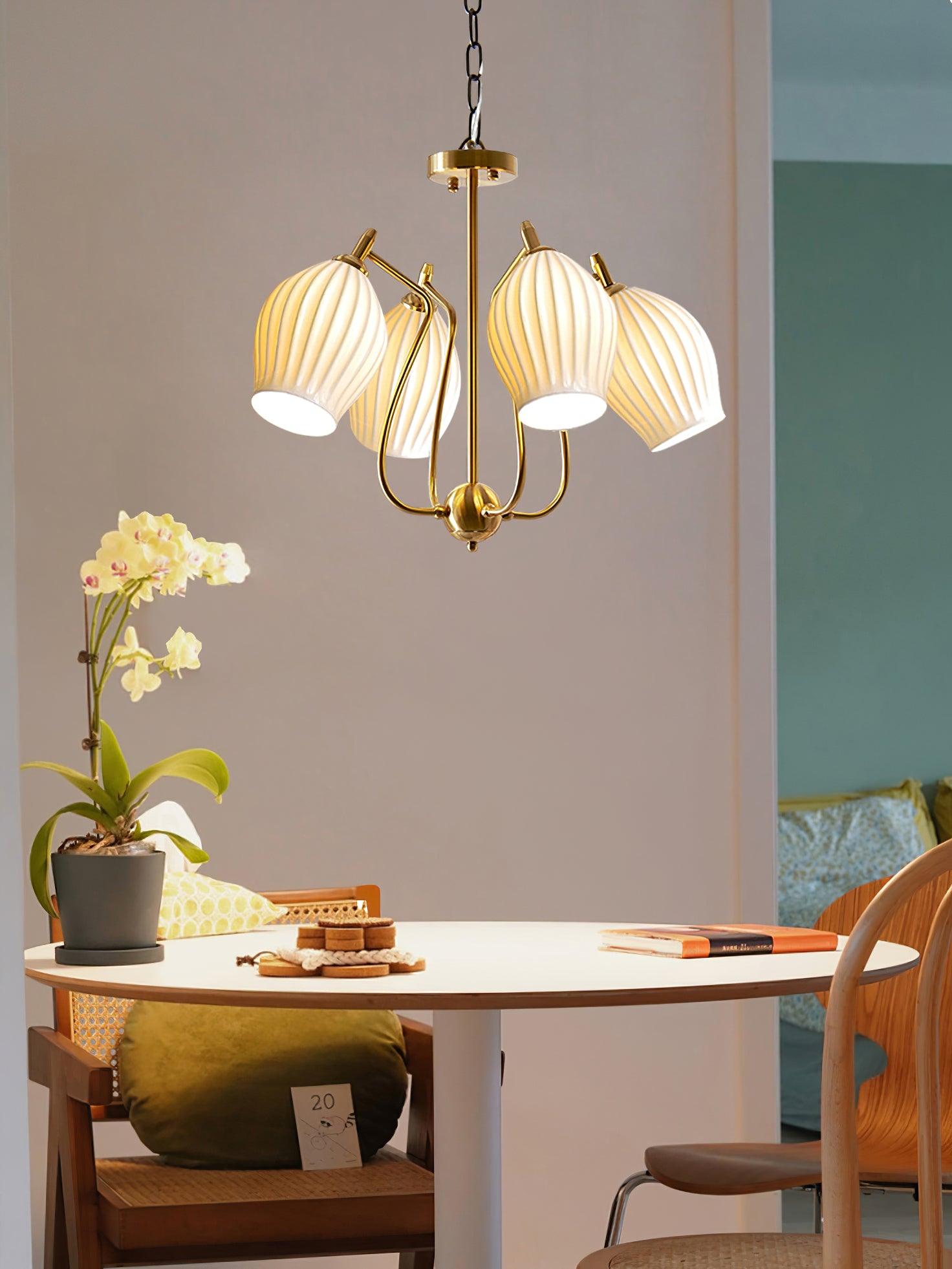 Ceramic Ribbed Chandelier - Blowlighting