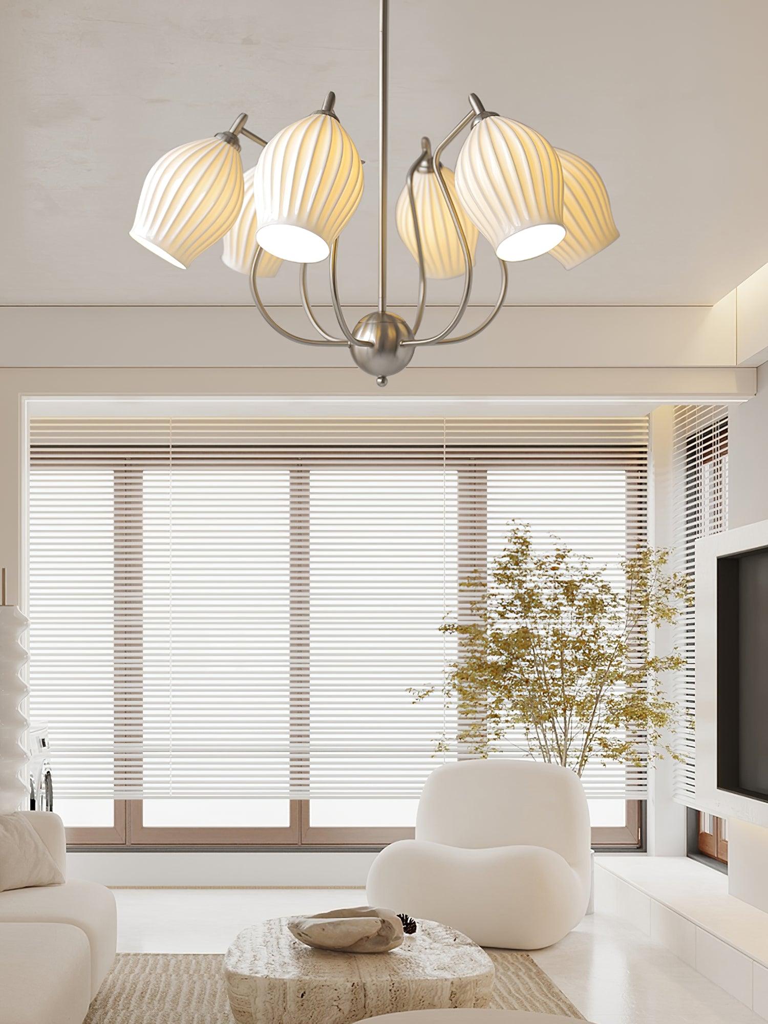Ceramic Ribbed Chandelier - Blowlighting