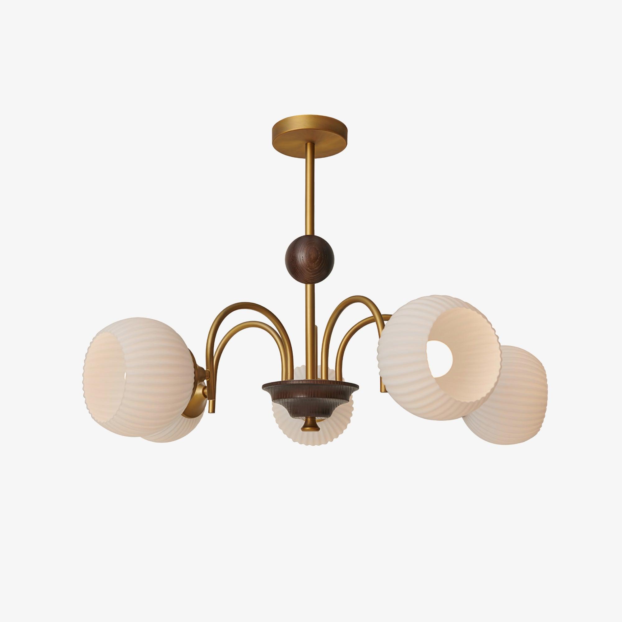 Sculptural Glass Ribbed Chandelier - Blowlighting