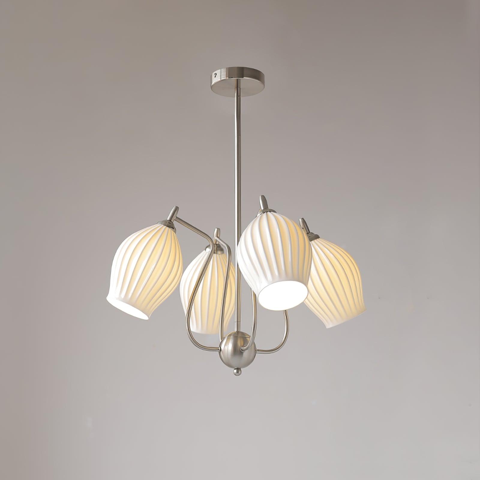 Ceramic Ribbed Chandelier - Blowlighting