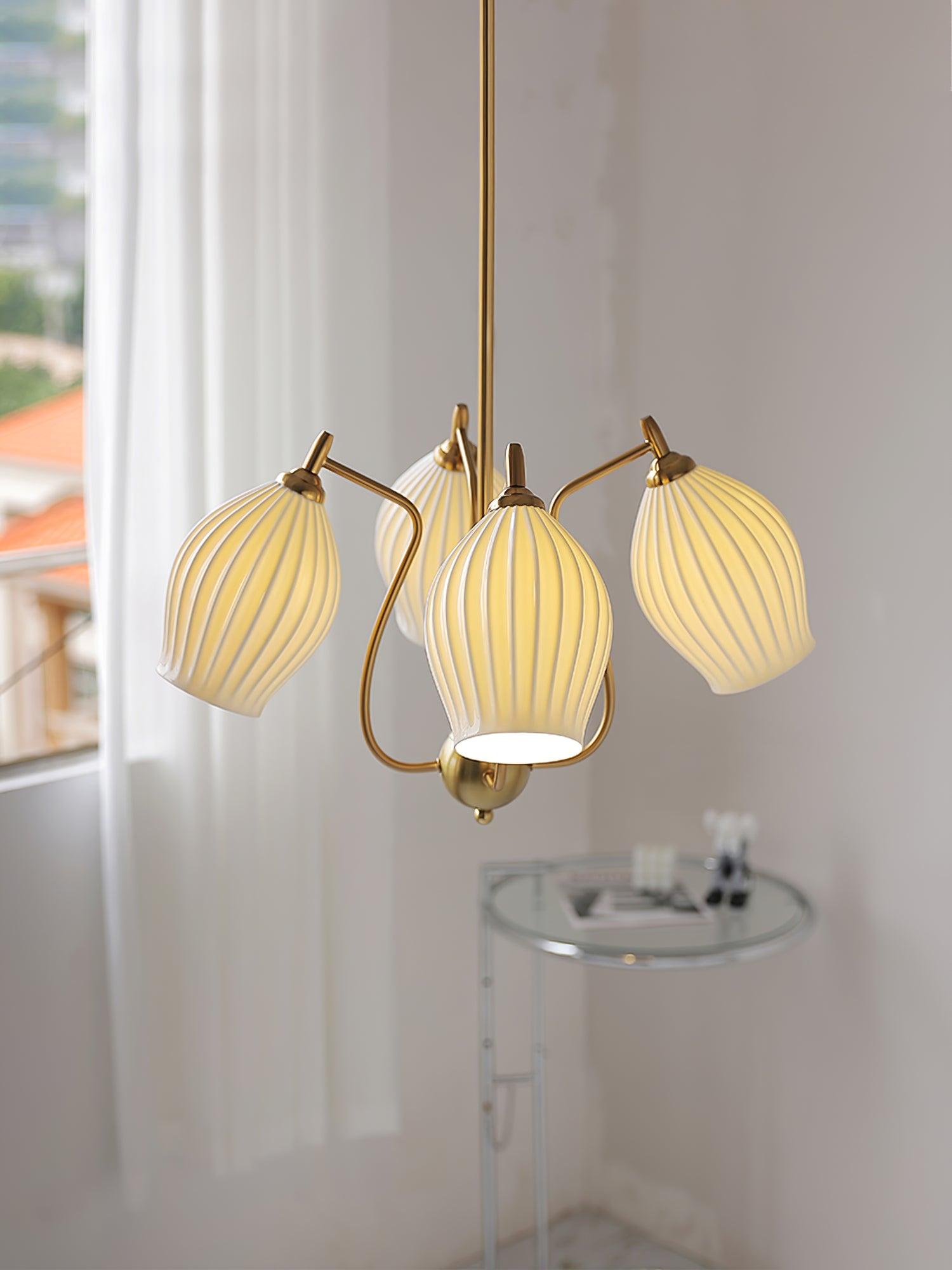 Ceramic Ribbed Chandelier - Blowlighting