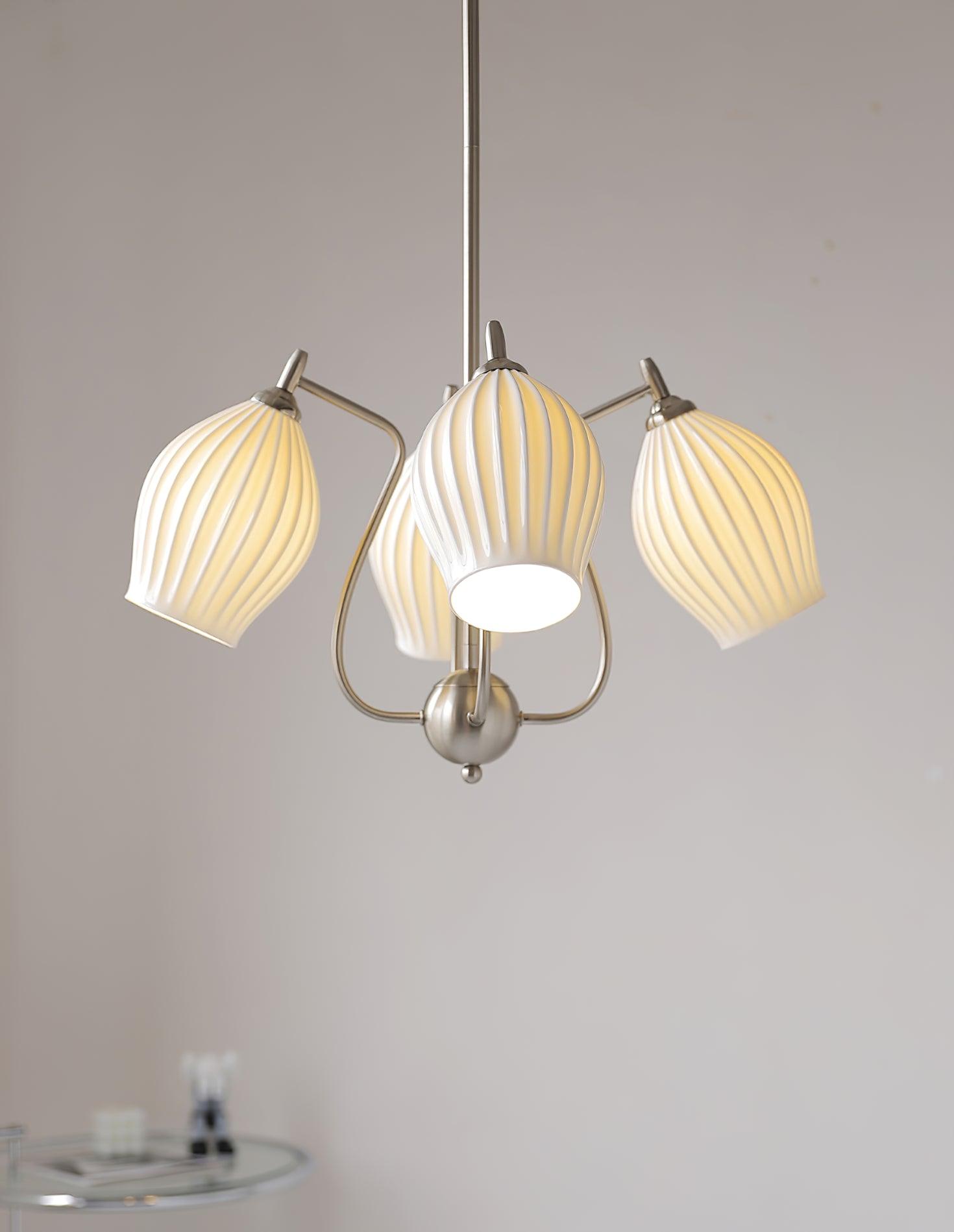 Ceramic Ribbed Chandelier - Blowlighting