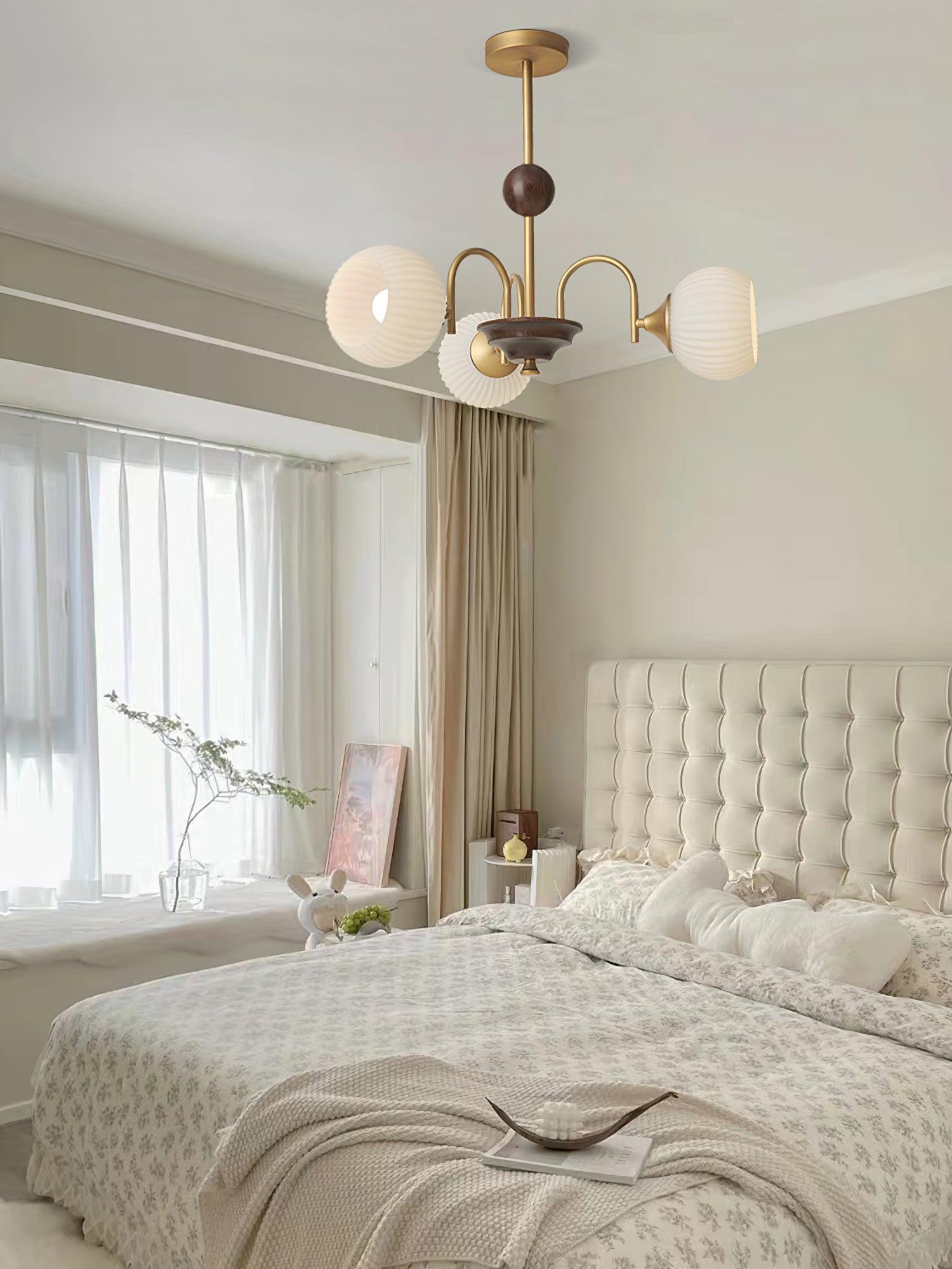 Sculptural Glass Ribbed Chandelier - Blowlighting