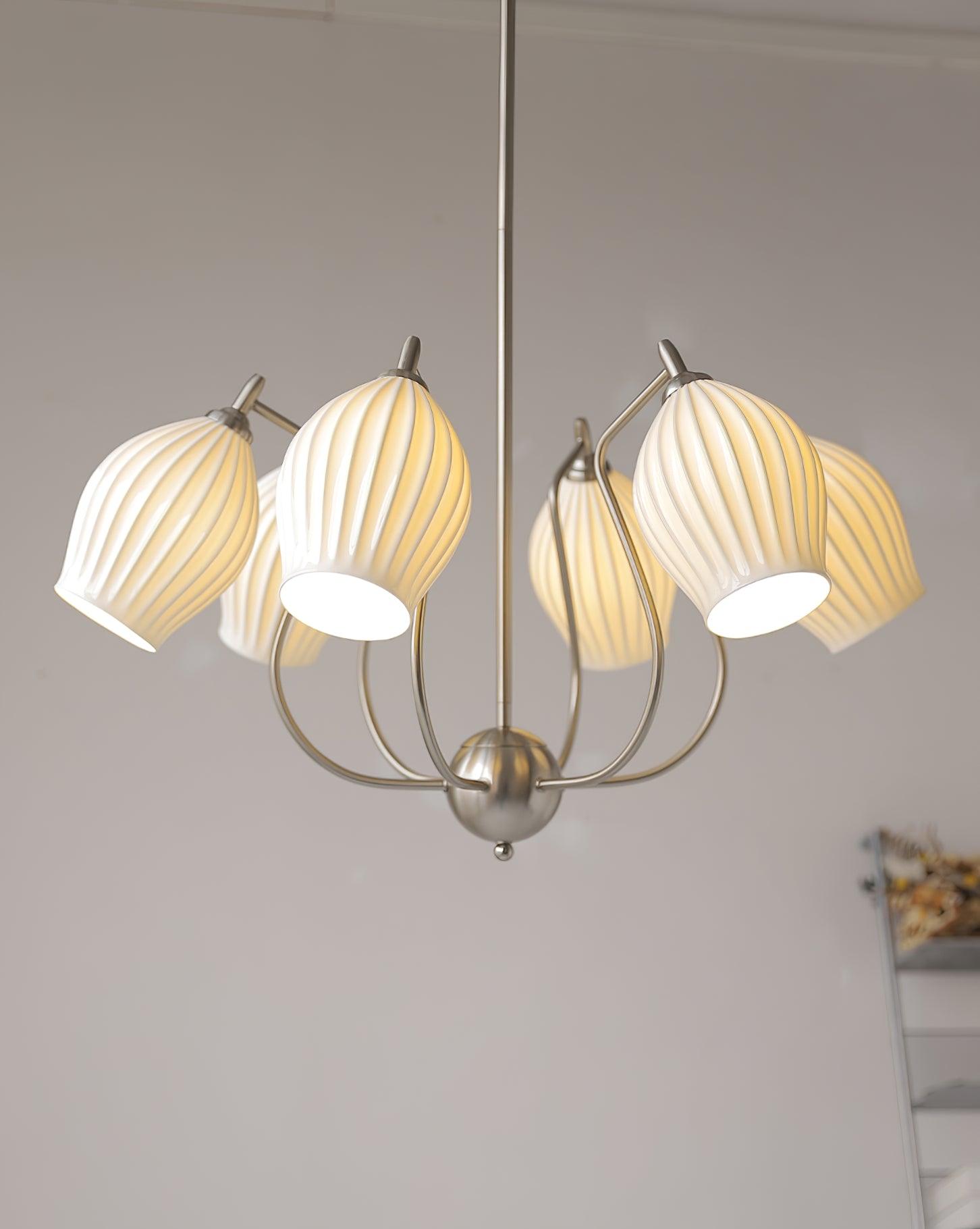 Ceramic Ribbed Chandelier - Blowlighting