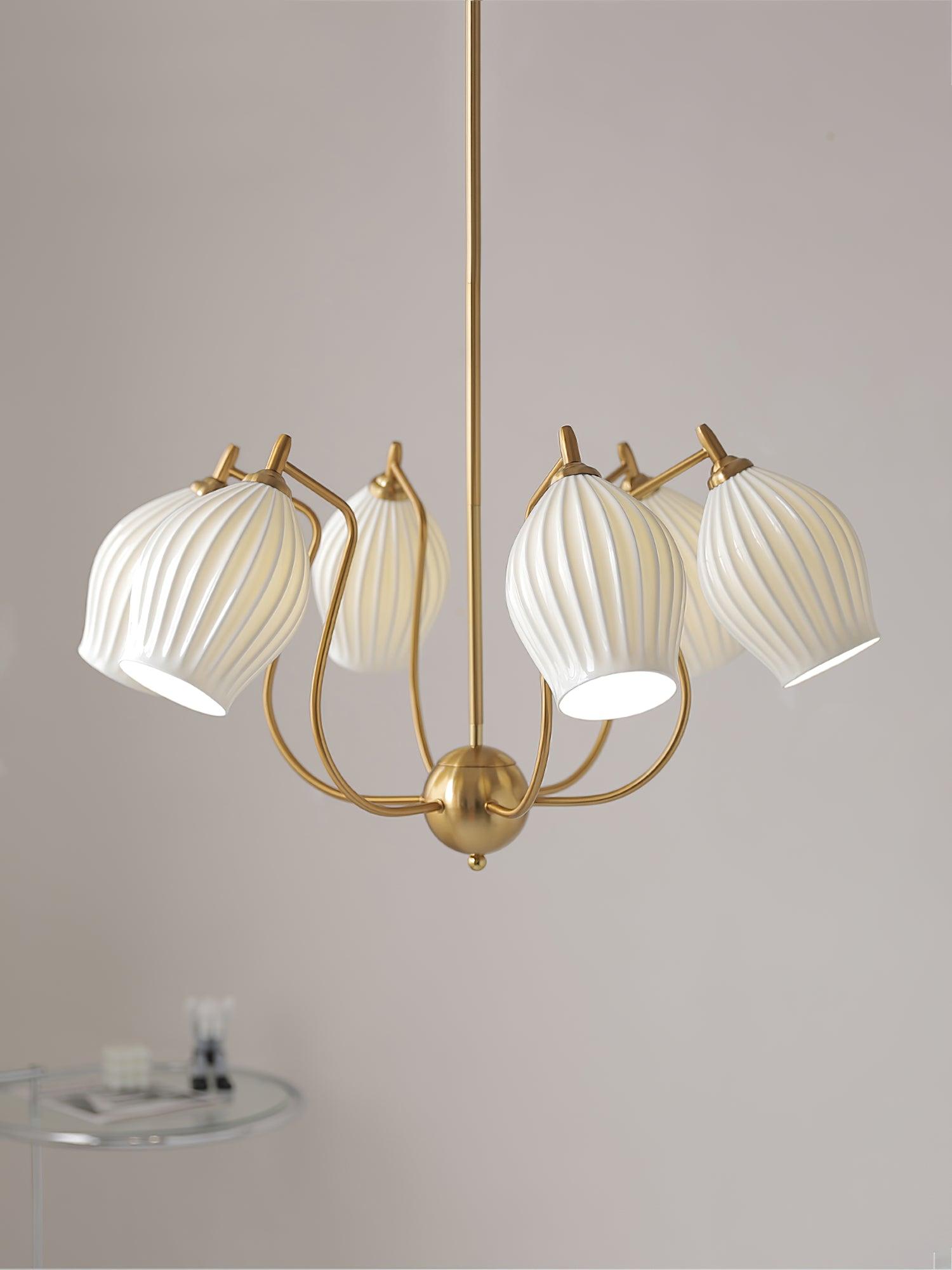 Ceramic Ribbed Chandelier - Blowlighting