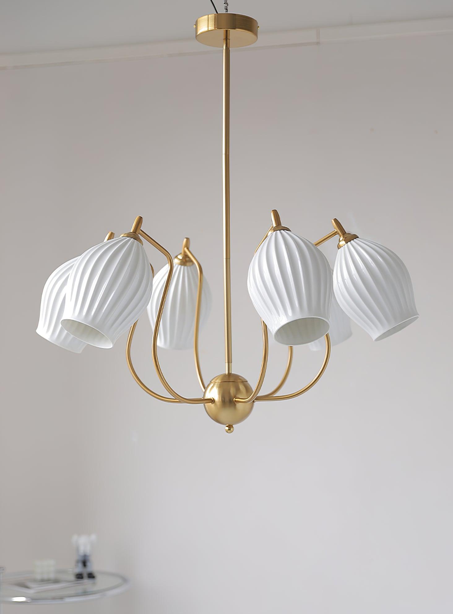 Ceramic Ribbed Chandelier - Blowlighting