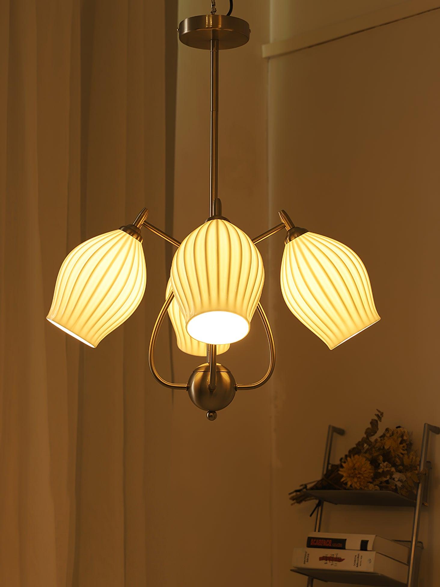 Ceramic Ribbed Chandelier - Blowlighting
