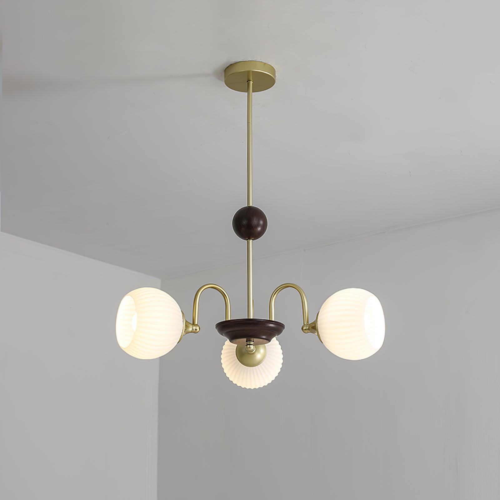 Sculptural Glass Ribbed Chandelier - Blowlighting