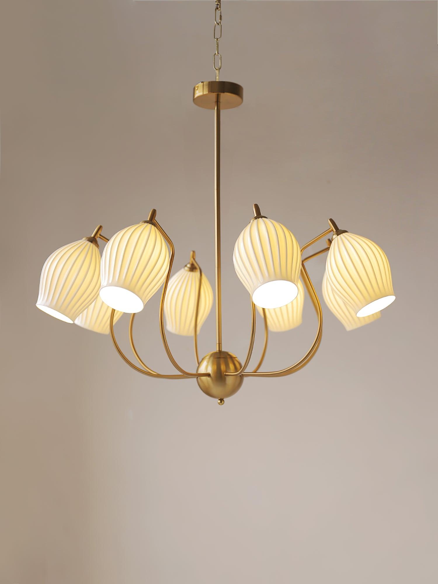 Ceramic Ribbed Chandelier - Blowlighting