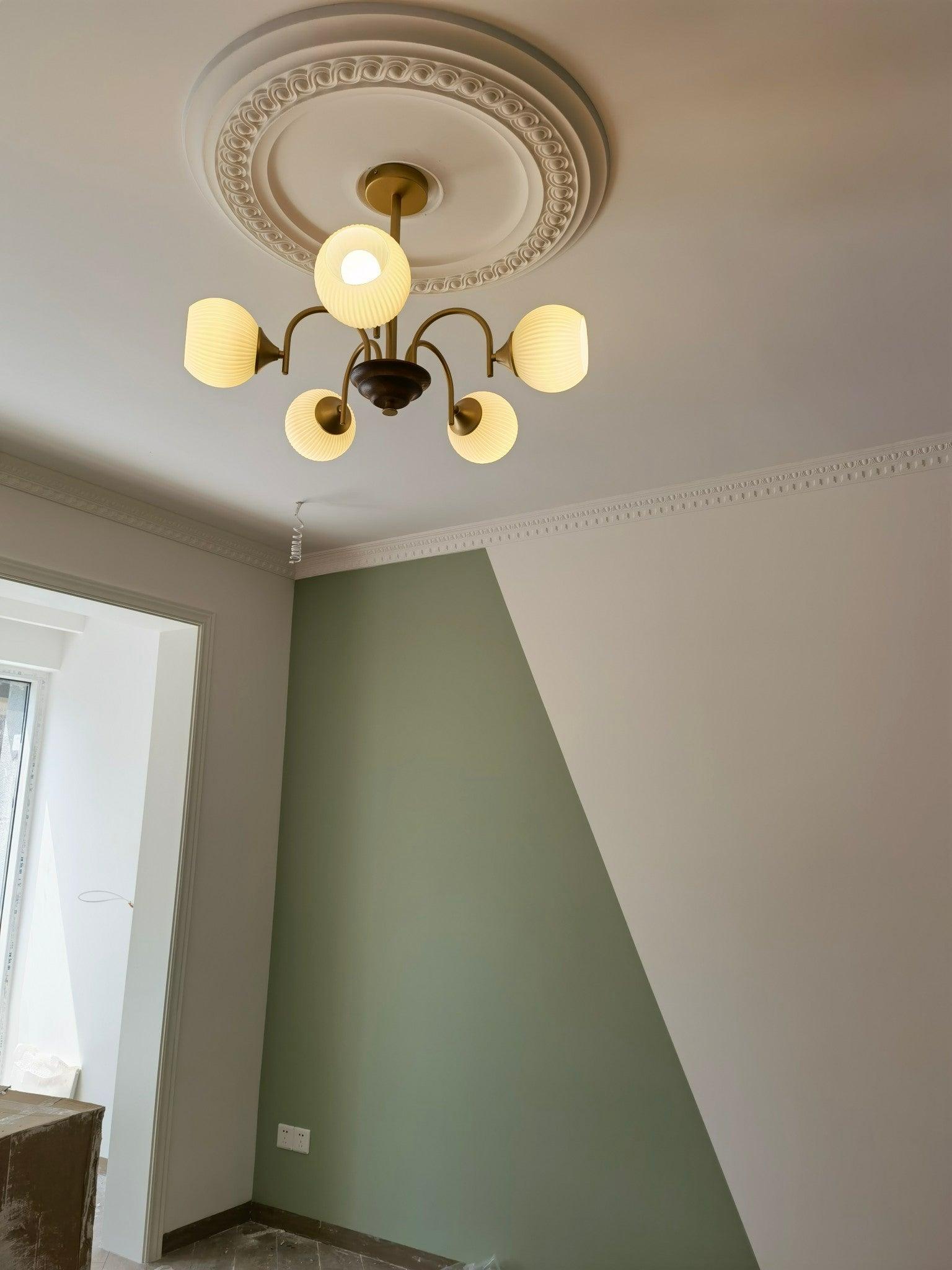 Sculptural Glass Ribbed Chandelier - Blowlighting