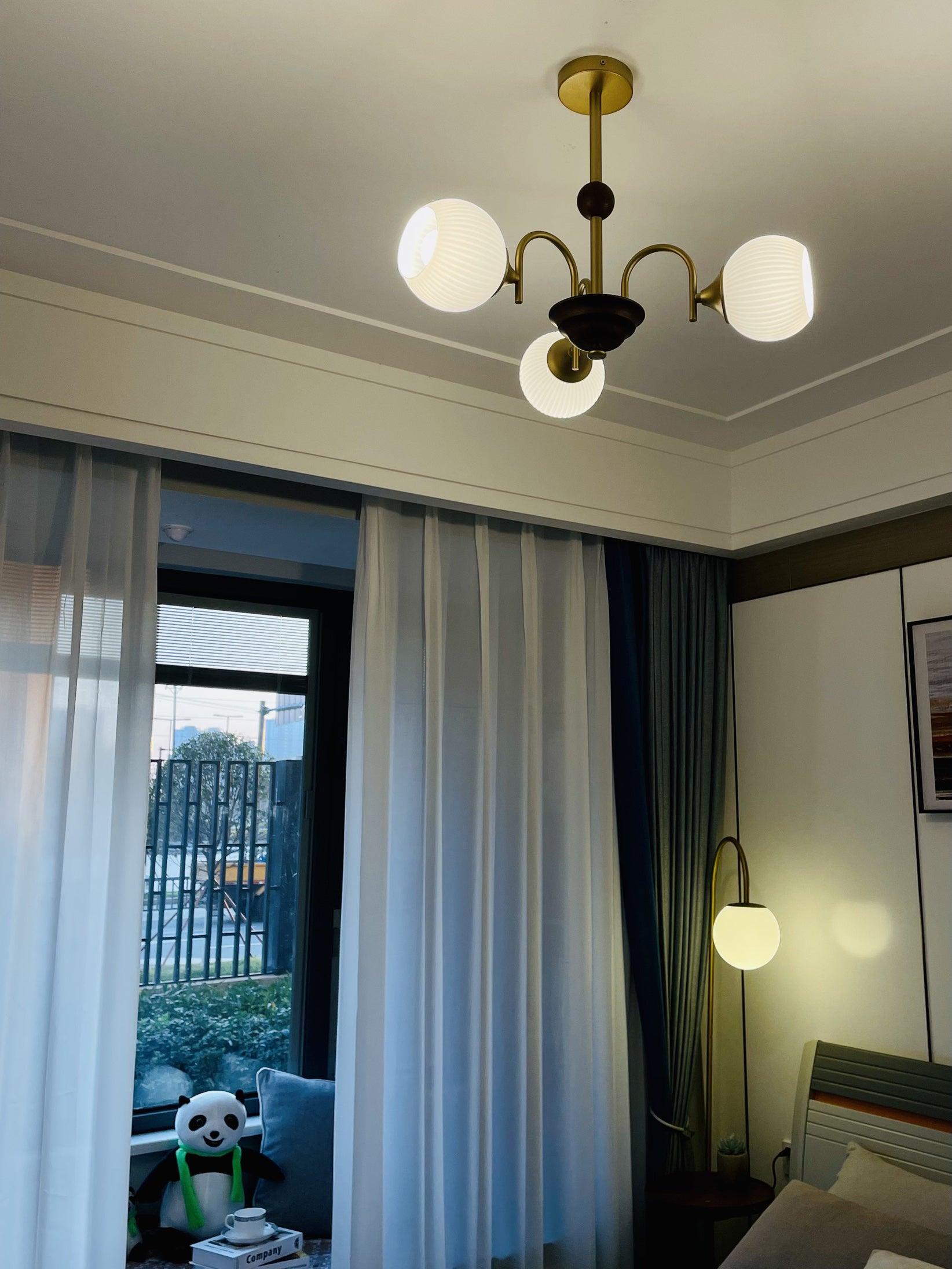 Sculptural Glass Ribbed Chandelier - Blowlighting